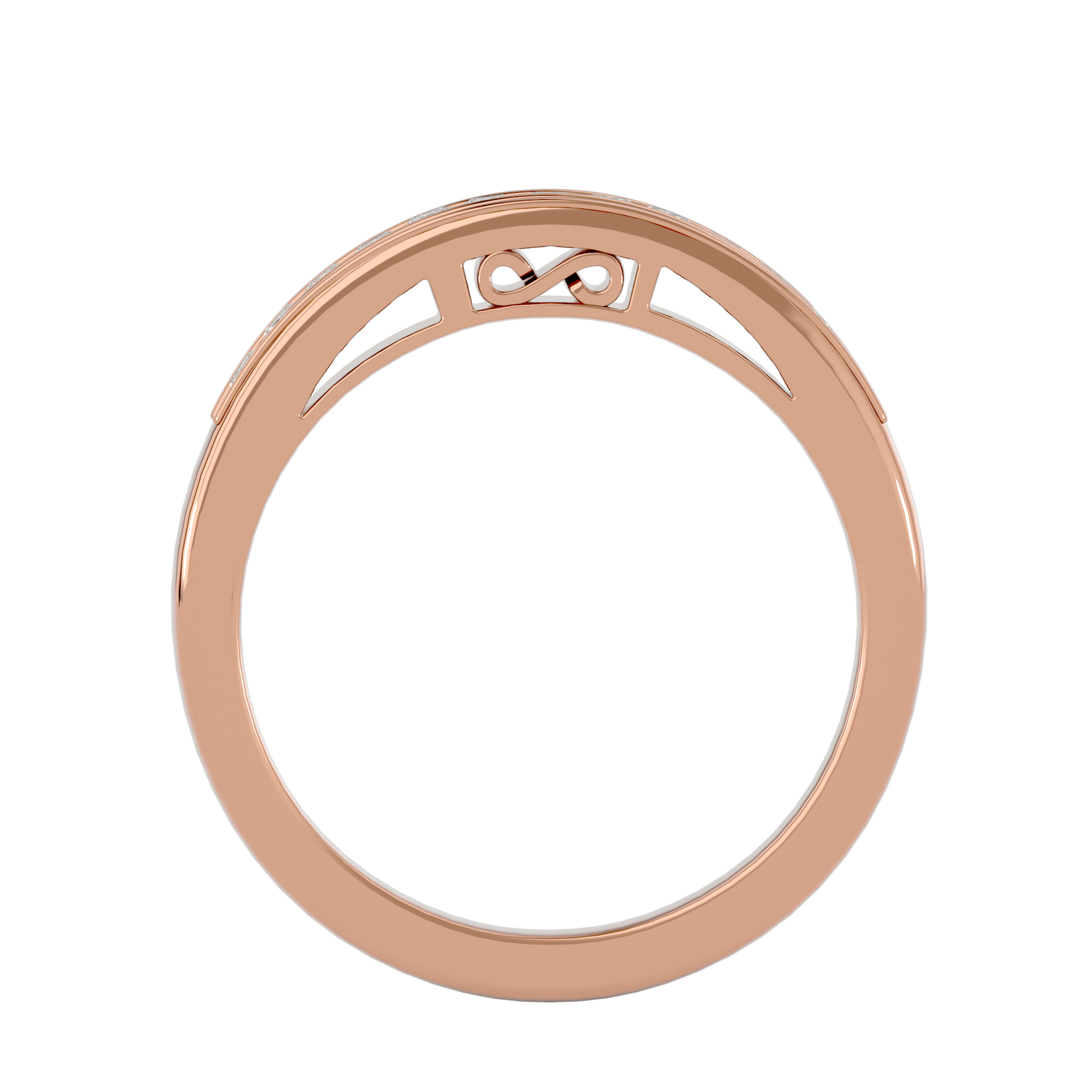 Elisa 1/3 channel-set princess band by Carat House Dubai featuring intricate filigree detailing in elegant gold.