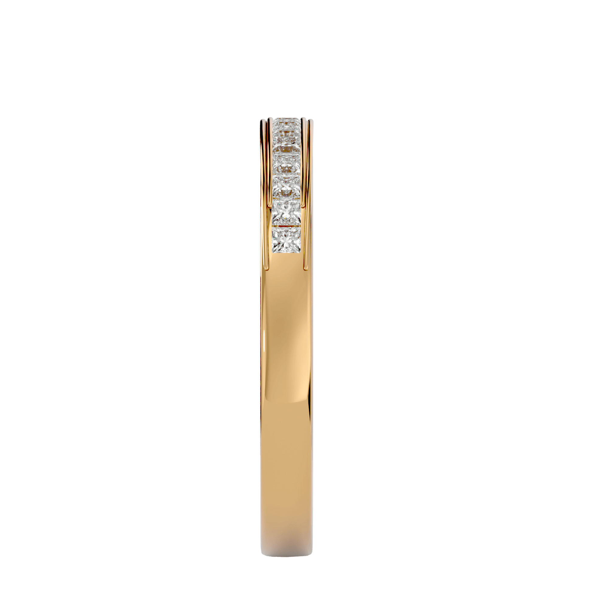 Elisa 1/3 channel-set princess band with intricate filigree detailing by Carat House Dubai, showcasing elegant gold craftsmanship.