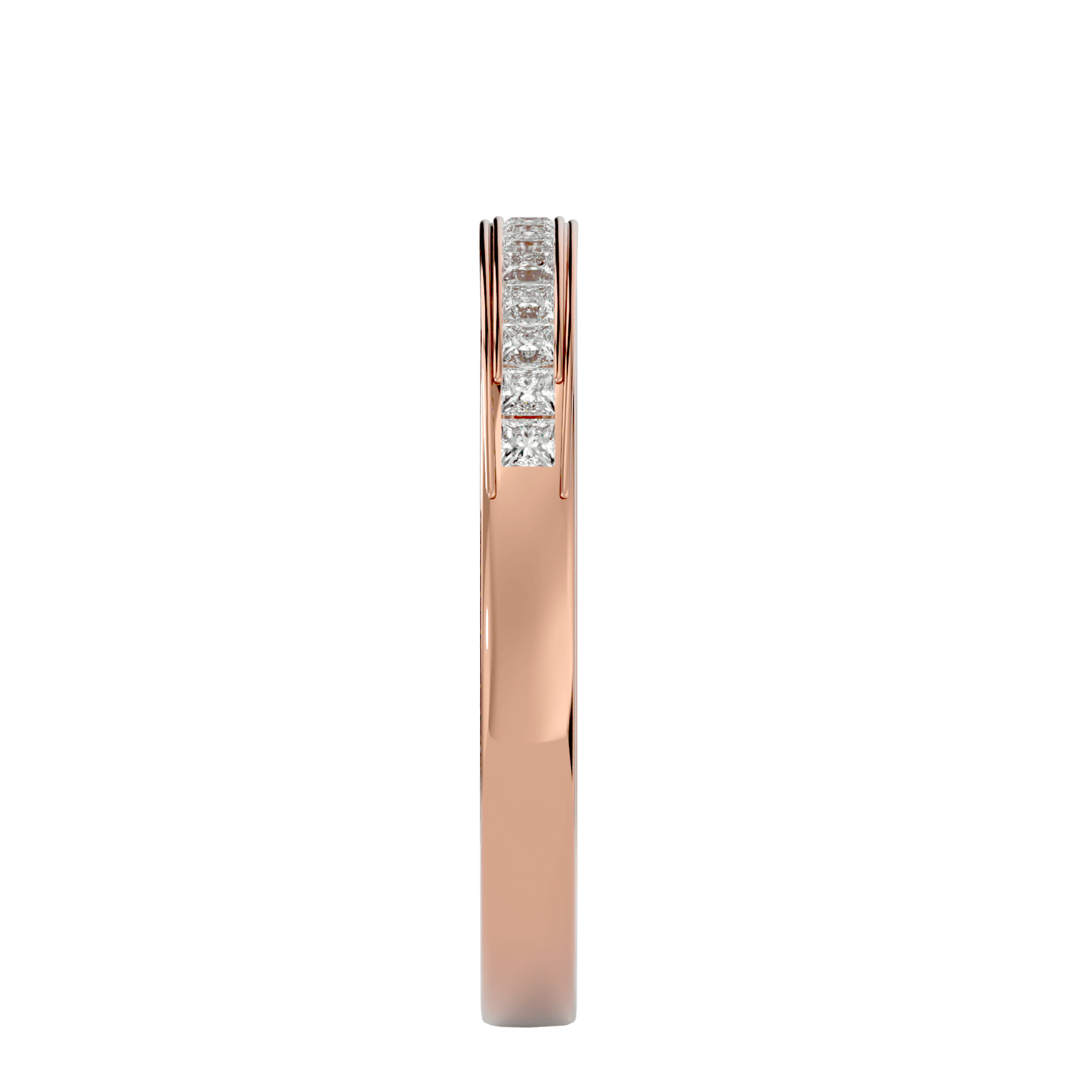 Elisa 1/3 channel-set princess band with intricate filigree detailing, crafted by Carat House Dubai, shown in close-up.