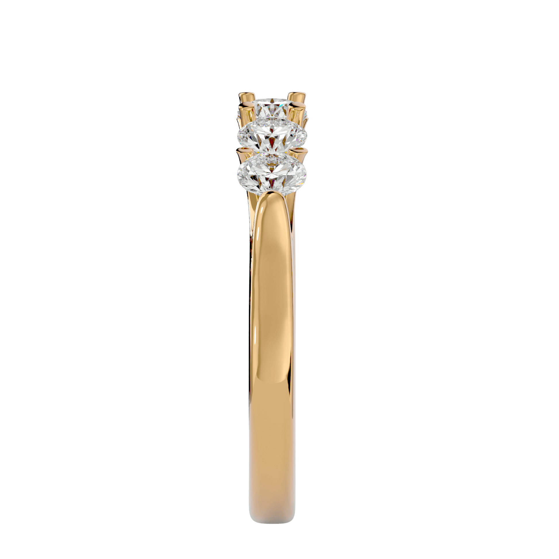 Fourteen-karat gold Liliana five-stone shared prong band with sparkling diamonds from Carat House Dubai.