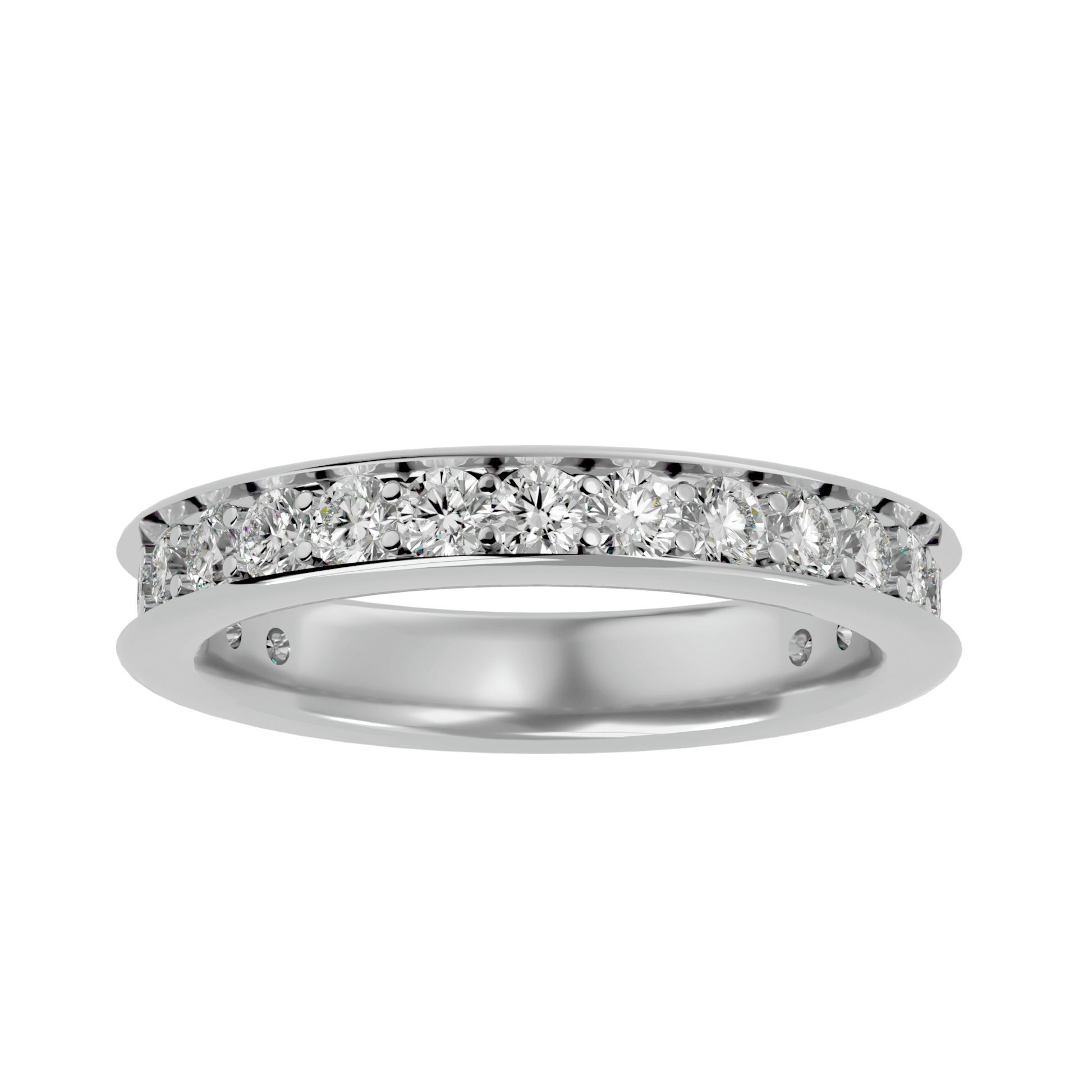 Luciana – The Channel-Set Shared Prong Eternity Band — women's diamond wedding ring — channel set, shared prong — lab grown diamond and natural diamond — 18k white gold and platinum — Carat House