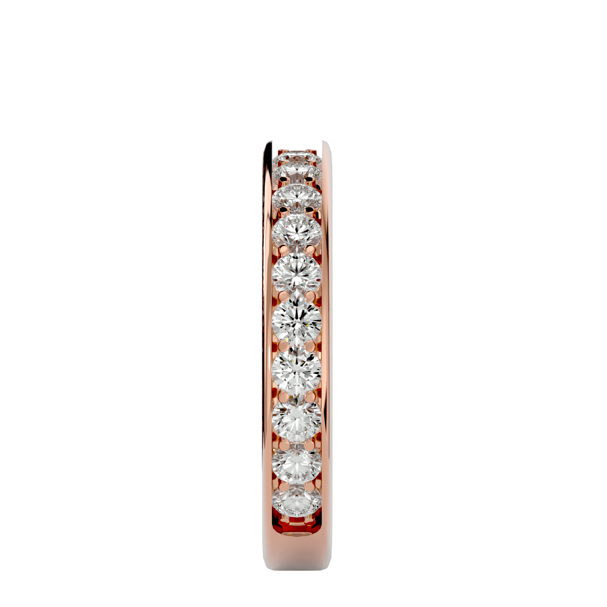 Luciana channel-set shared prong eternity band with sparkling diamonds, crafted by Carat House Dubai, showcasing elegant jewelry design.