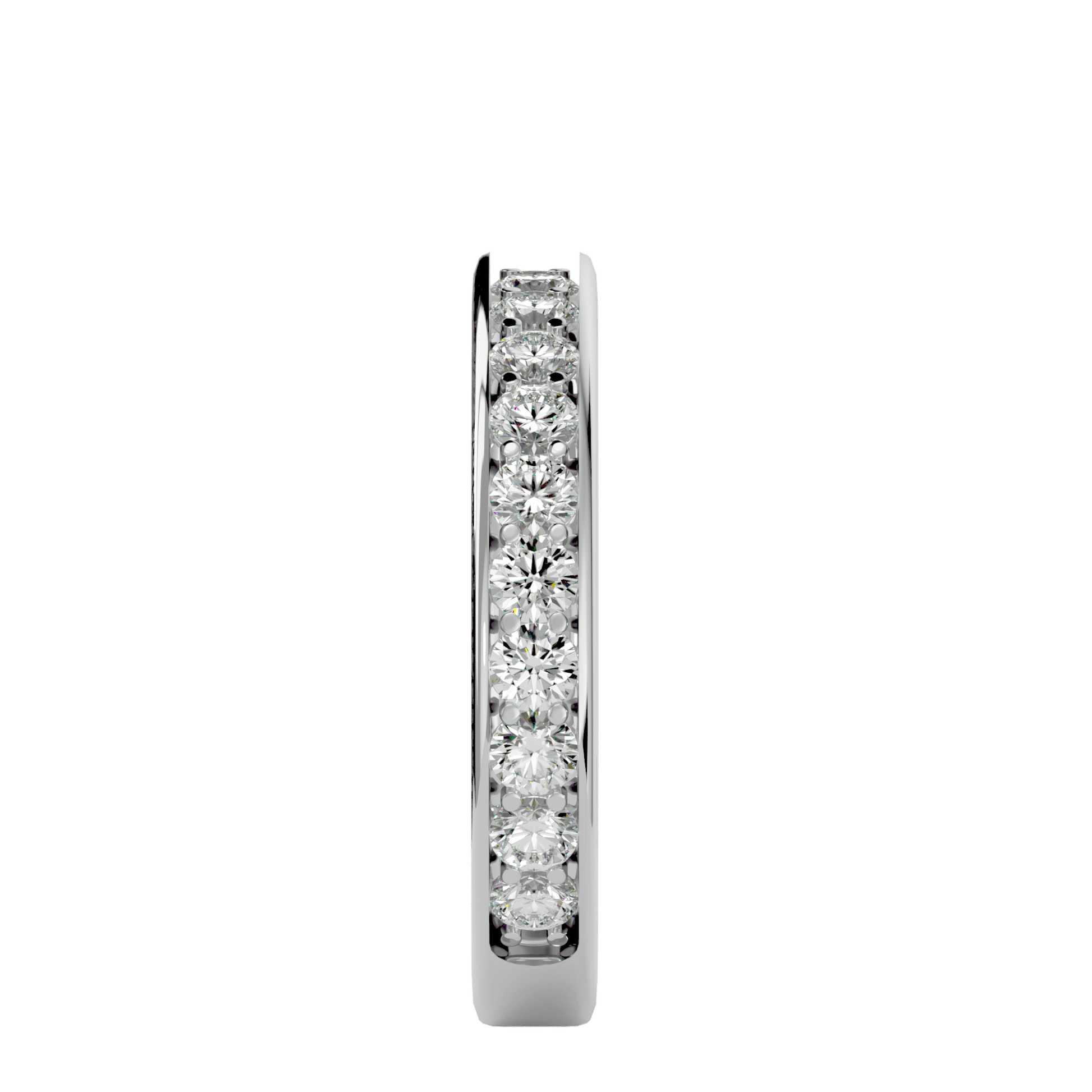 Luciana channel-set shared prong eternity band with sparkling diamonds, crafted by Carat House Dubai, showcasing a sleek, elegant design.