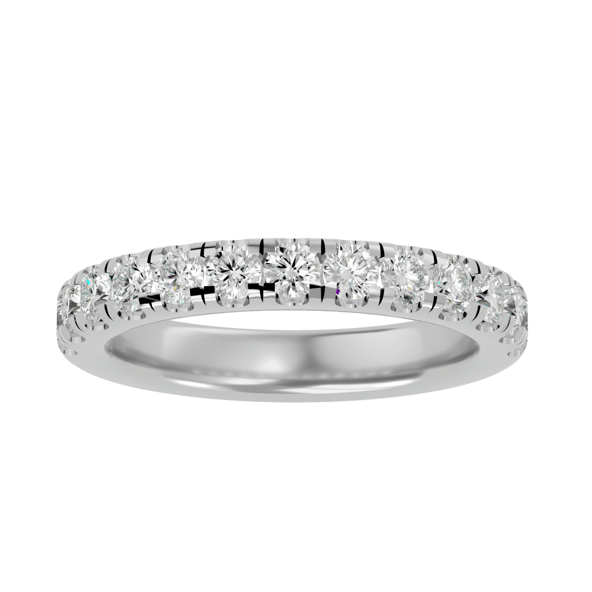 Marina- The Half Pavé Diamond Band — women's diamond wedding ring — pave — lab grown diamond and natural diamond — 18k white gold and platinum — Carat House