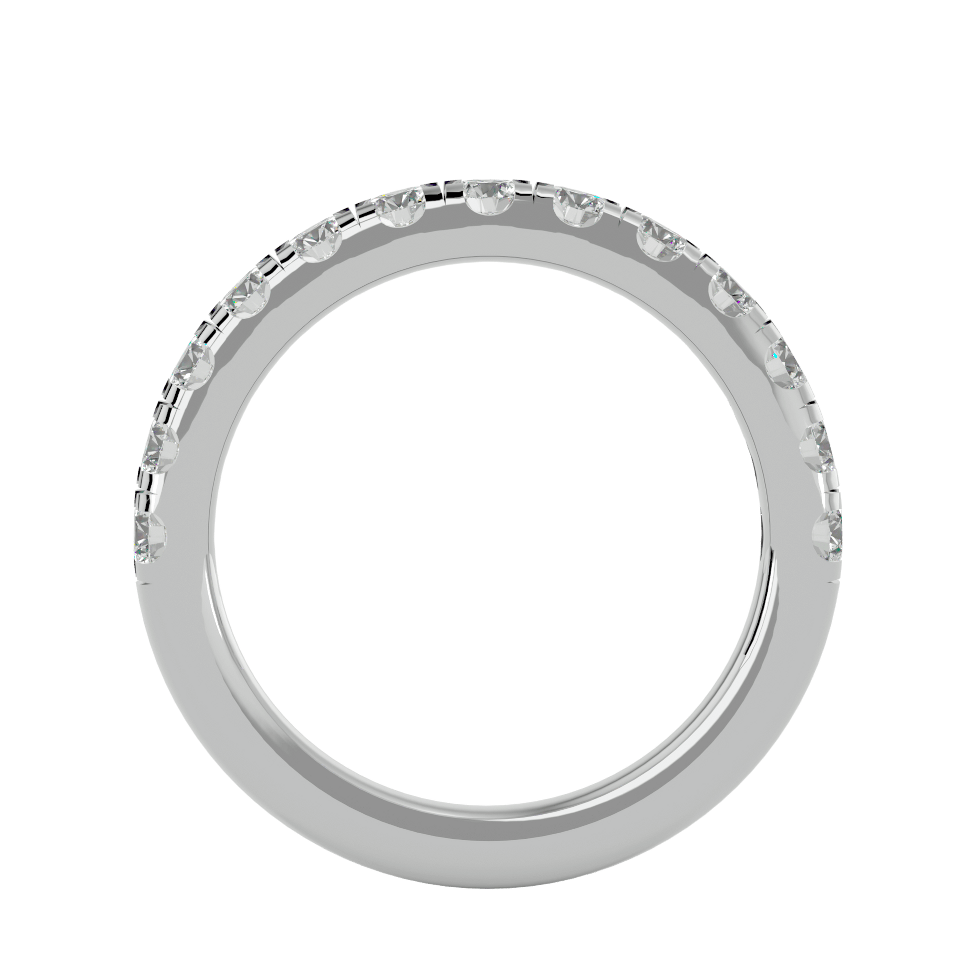 Marina half pavé diamond band by Carat House Dubai featuring a sleek gold ring with sparkling pavé-set diamonds.