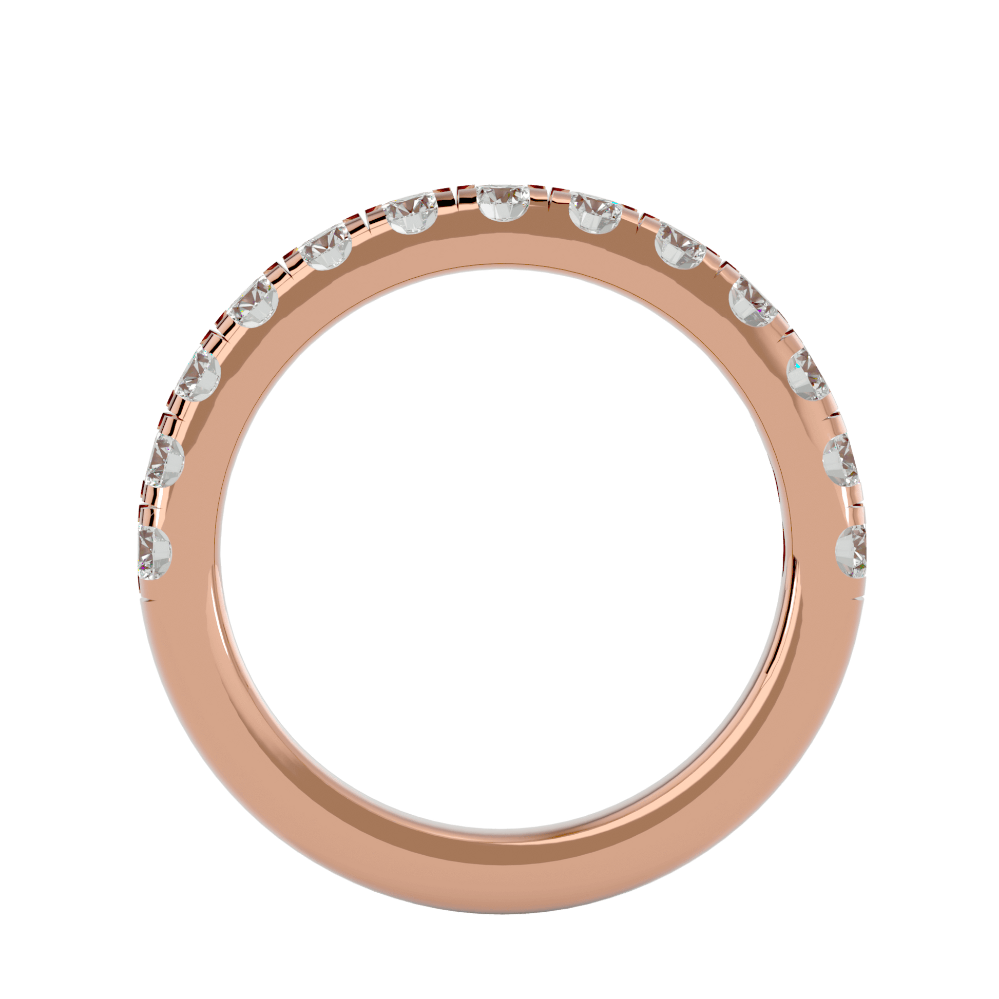 Carat House Dubai Marina half pavé diamond band featuring sparkling small diamonds and a sleek gold finish.