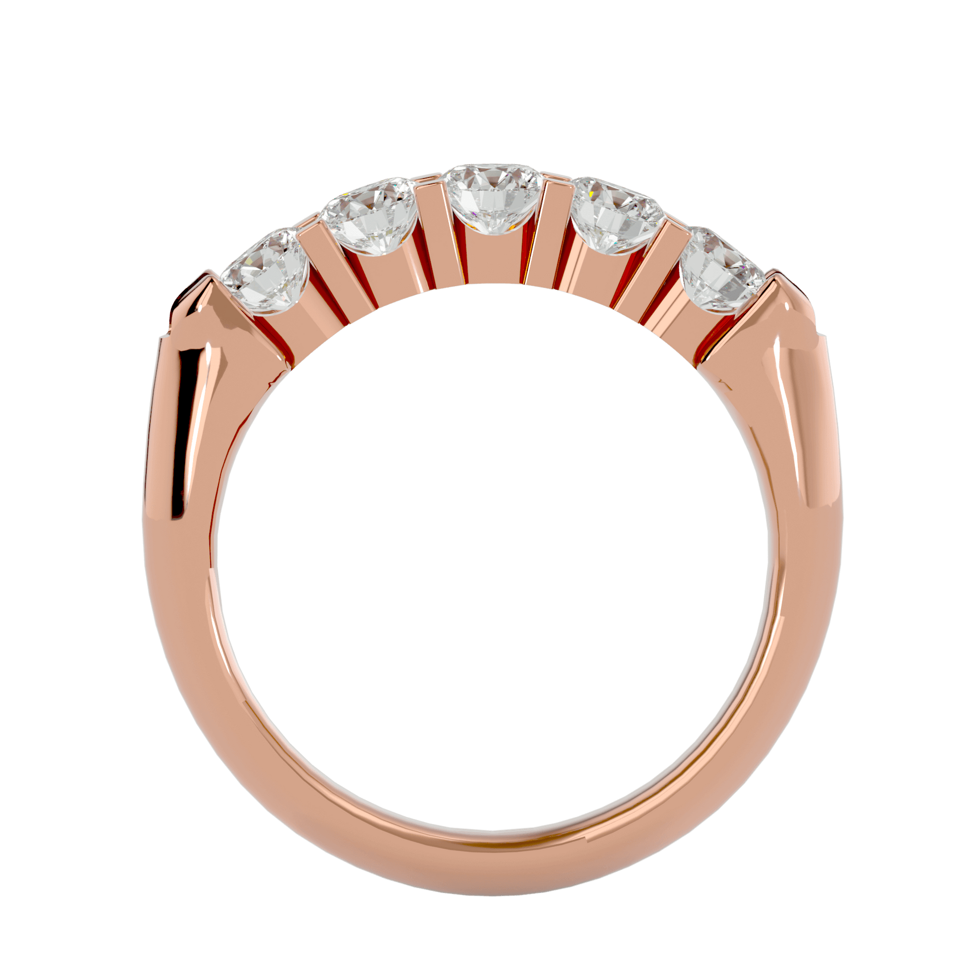 Mirabelle five-stone U-prong band by Carat House Dubai featuring a row of five sparkling gemstones on a sleek gold band.