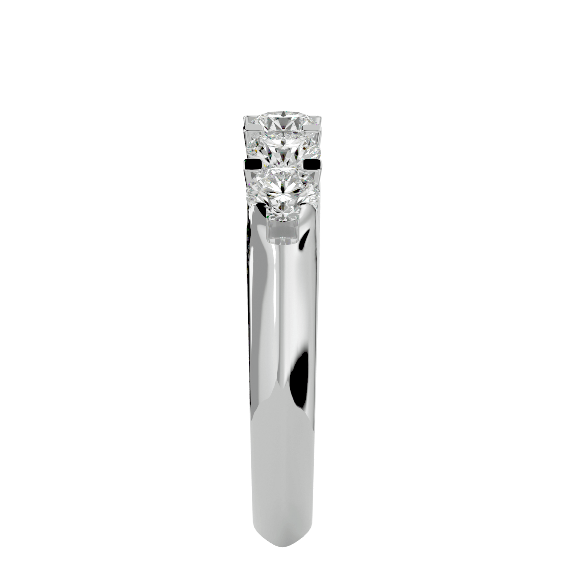 Silver five-stone U-prong band by Carat House Dubai featuring five sparkling gemstones set in a sleek U-shaped design.
