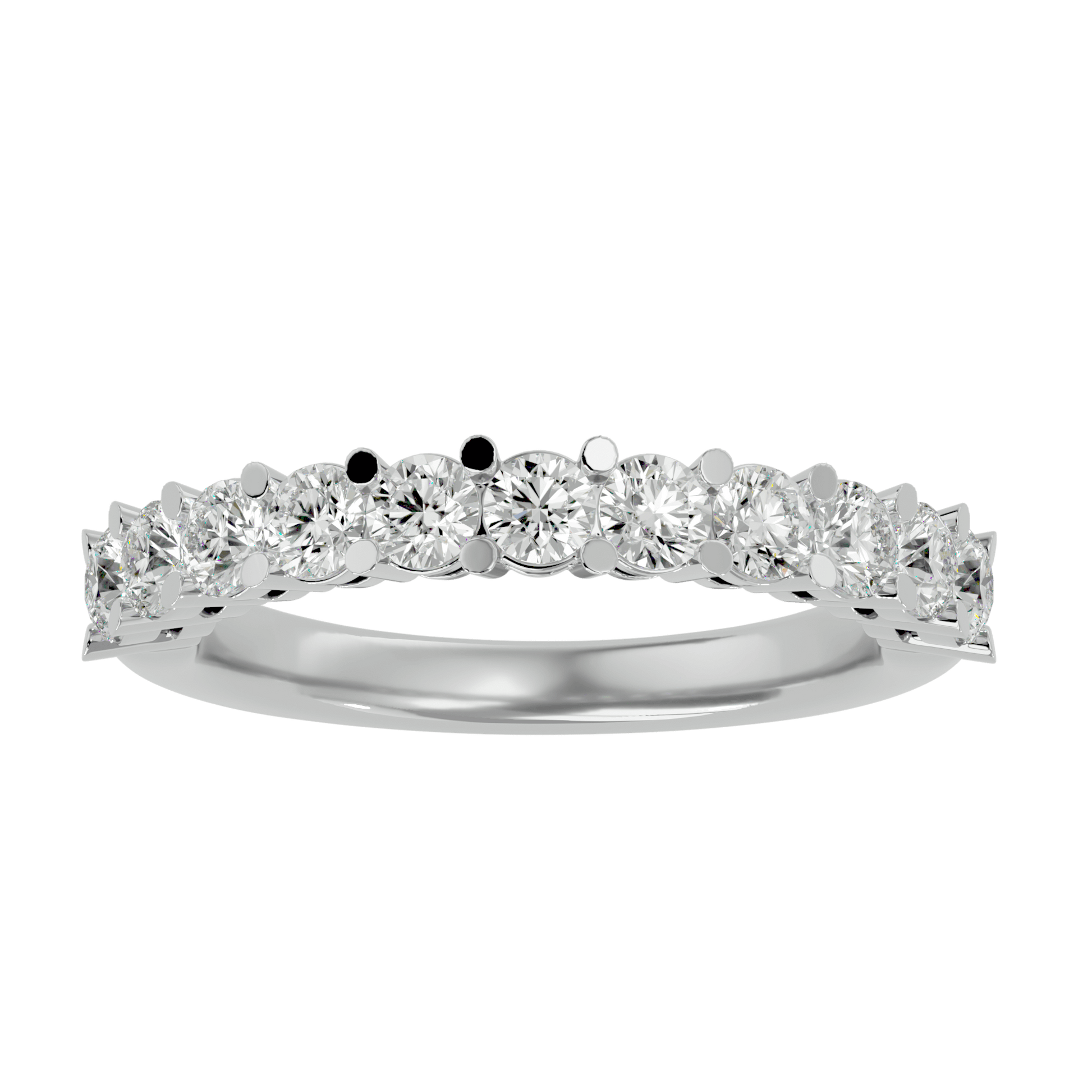 Ocean – Half-Eternity Basket Set Diamond Band — women's diamond wedding ring — half eternity — lab grown diamond and natural diamond — 18k white gold and platinum — Carat House
