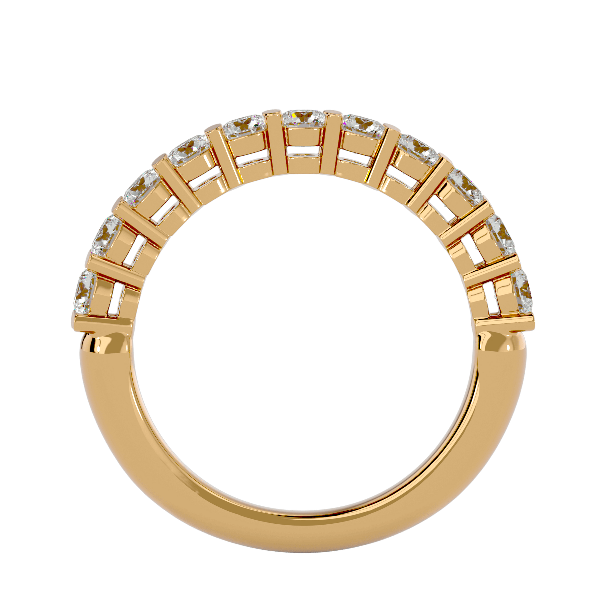 Ocean half-eternity diamond basket set ring by Carat House Dubai featuring a band with sparkling diamonds and intricate basket setting.