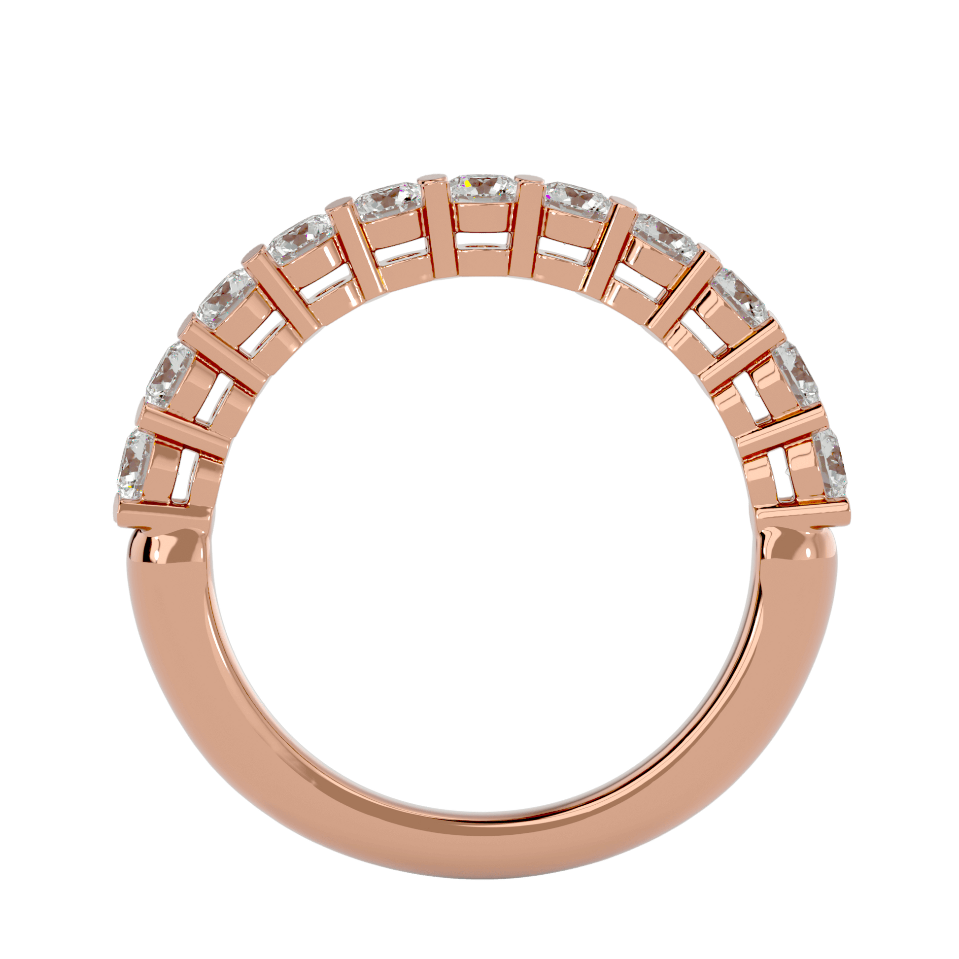 Ocean Half-Eternity Basket Set Diamond Band by Carat House Dubai with sparkling diamonds in a delicate gold setting.