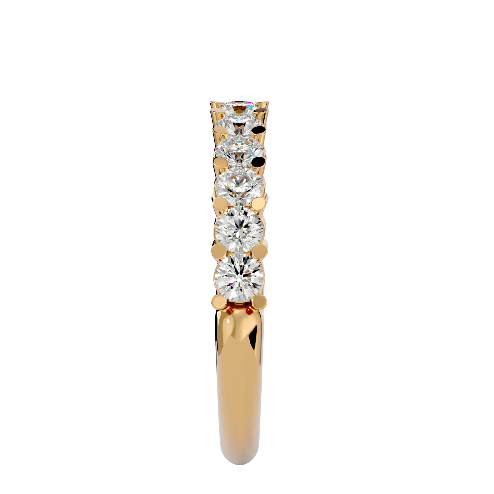 Ocean Half-Eternity Basket Set Diamond Band by Carat House Dubai, showcasing a elegant diamond-studded gold ring with intricate basket setting.