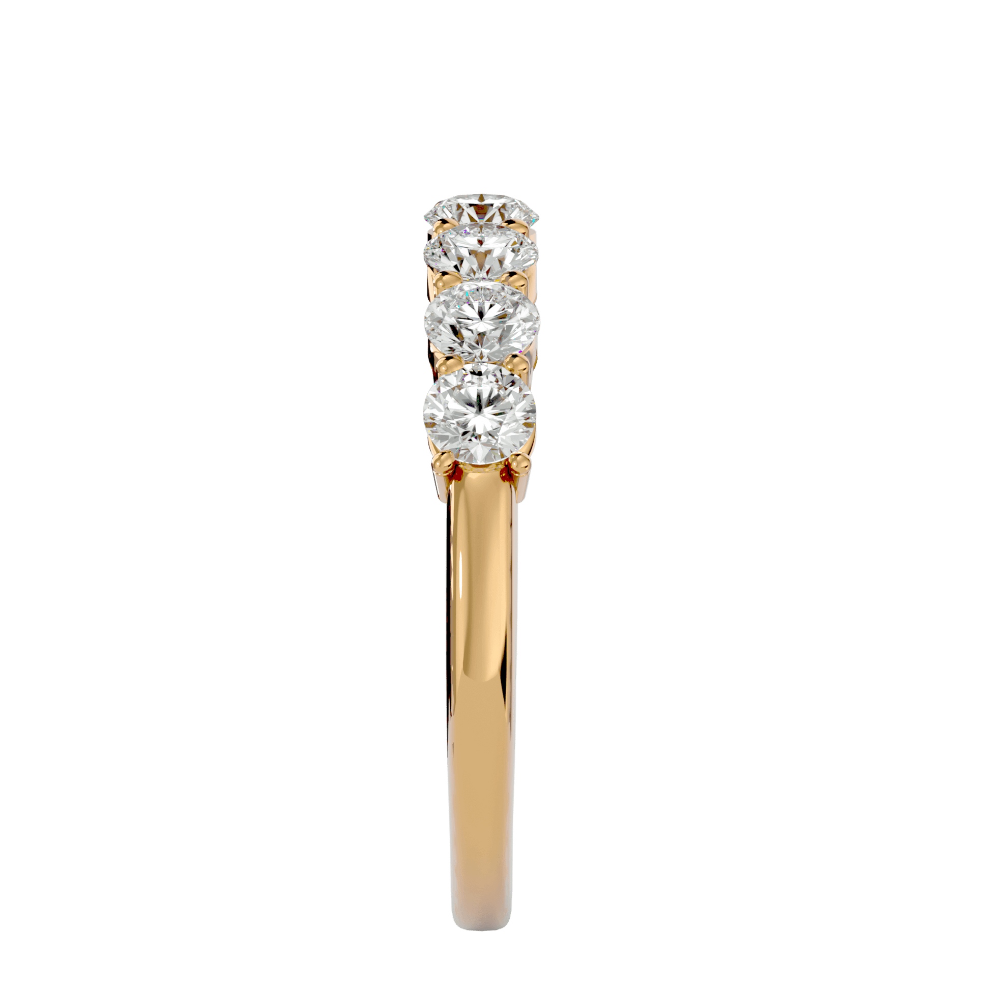 Petra Seven-Stone Basket Set Diamond Band by Carat House Dubai displaying a gold ring with seven diamonds in a basket setting.