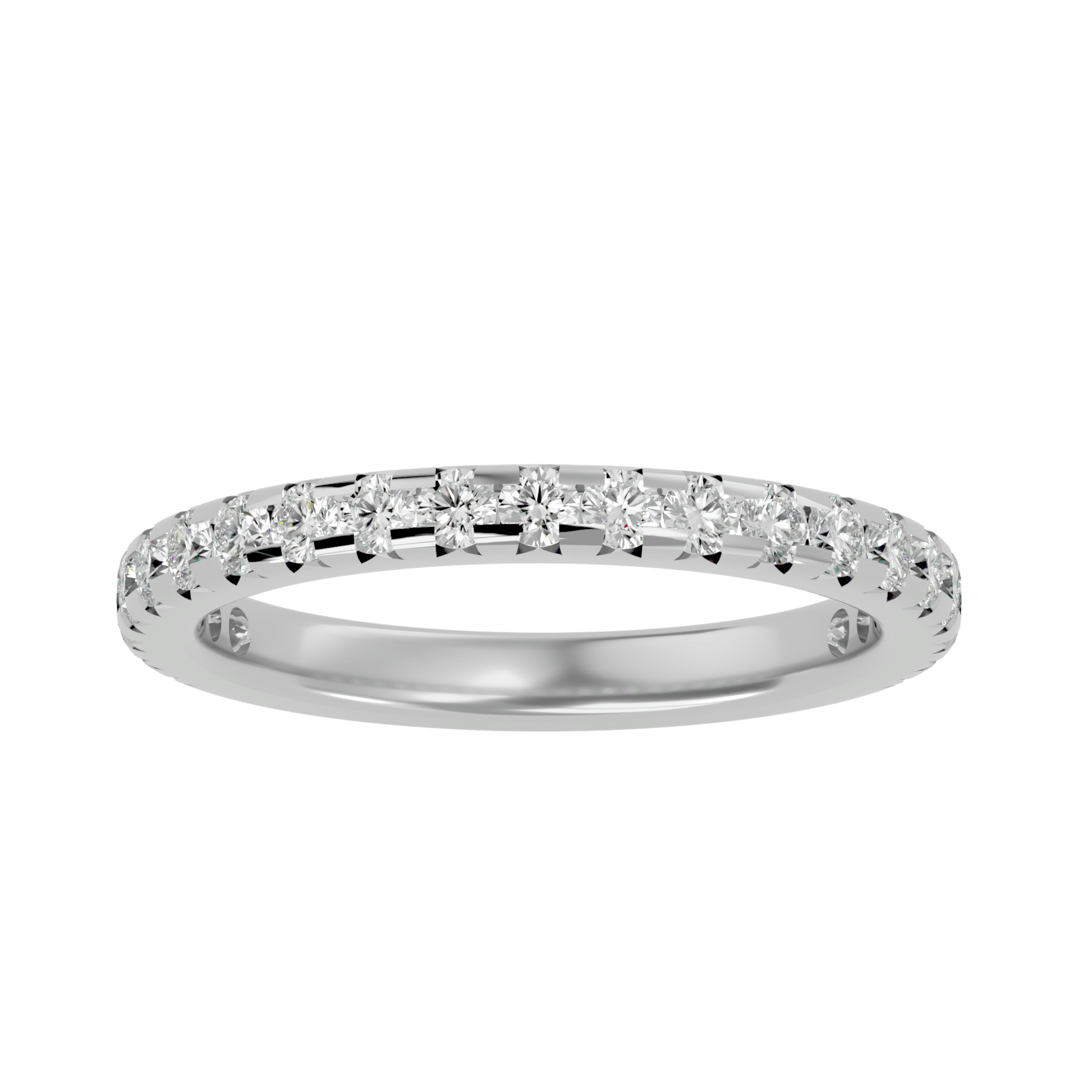 Renata – 3/4 Pavé Eternity Diamond Band — women's diamond wedding ring — pave — lab grown diamond and natural diamond — 18k white gold and platinum — Carat House