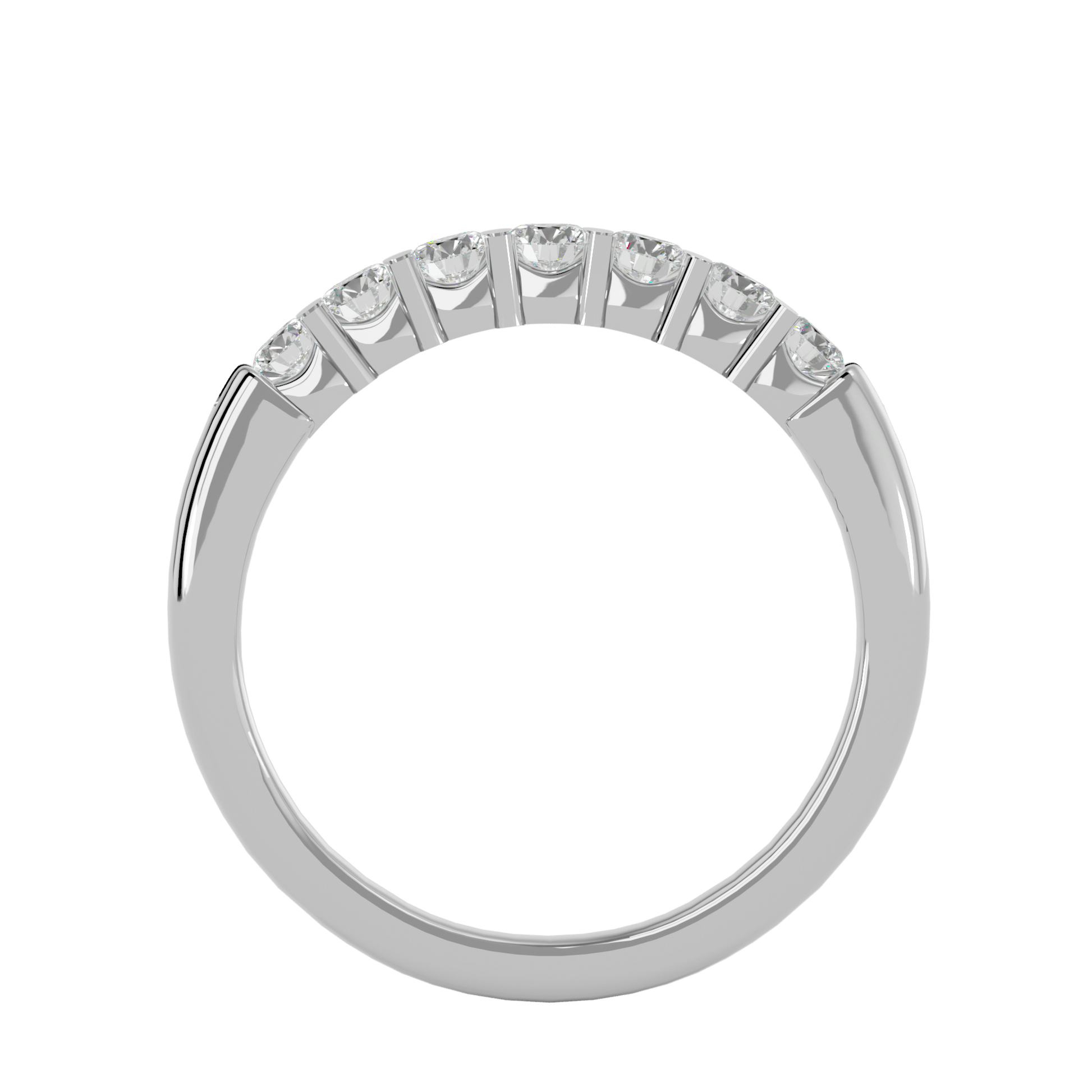 Alba seven-stone U-prong diamond band by Carat House Dubai, showcasing a delicate gold ring with seven sparkling diamonds.