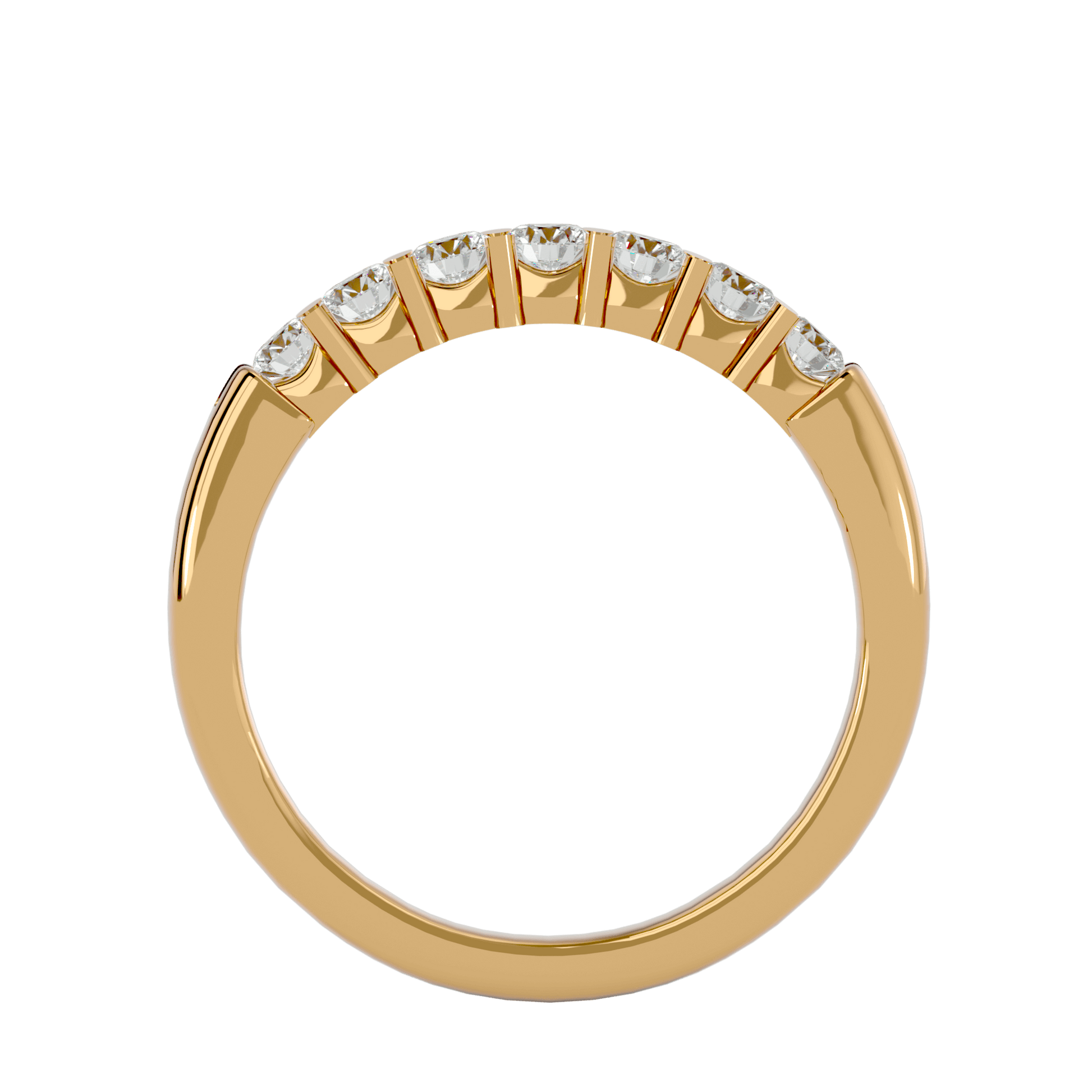 Alba seven-stone U-prong diamond band by Carat House Dubai, showcasing a row of sparkling diamonds on a elegant platinum ring.