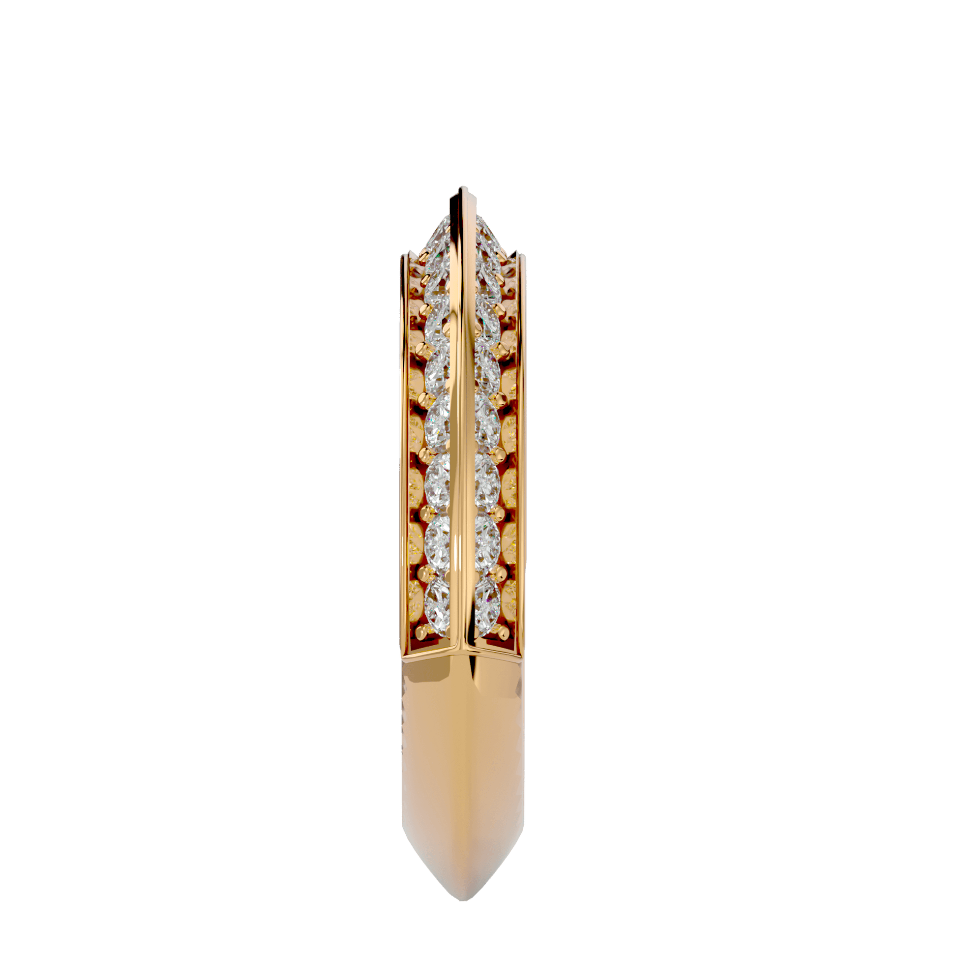 Elegant Zelda Knife-Edge Pavé Diamond Band by Carat House Dubai featuring a sleek gold band with sparkling pavé diamonds.
