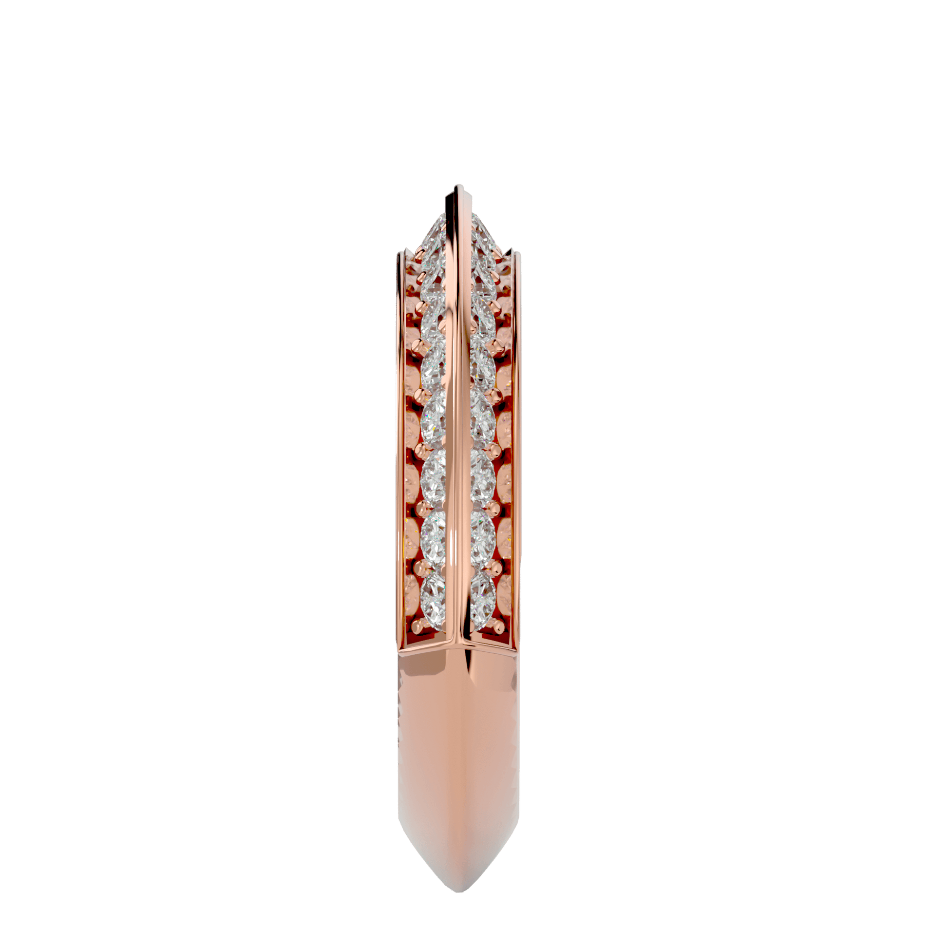 Zelda Knife-Edge Pavé Diamond Band by Carat House Dubai, close-up of platinum ring with detailed diamond pavé design.
