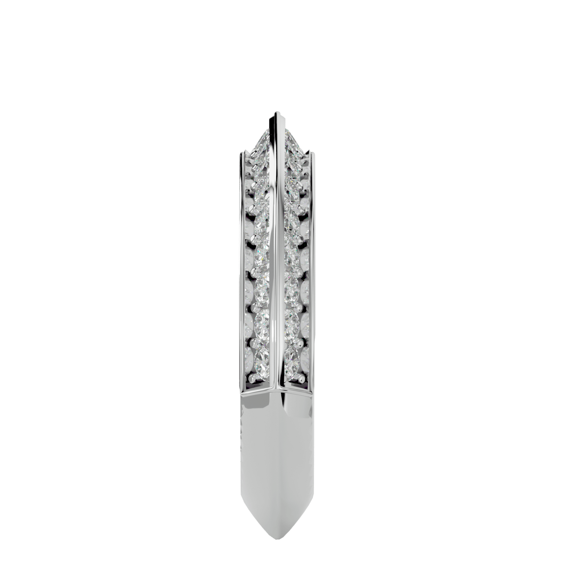 Close-up of Zelda Knife-Edge Pavé Diamond Band by Carat House Dubai showing a sleek gold band with sparkling pavé diamonds.