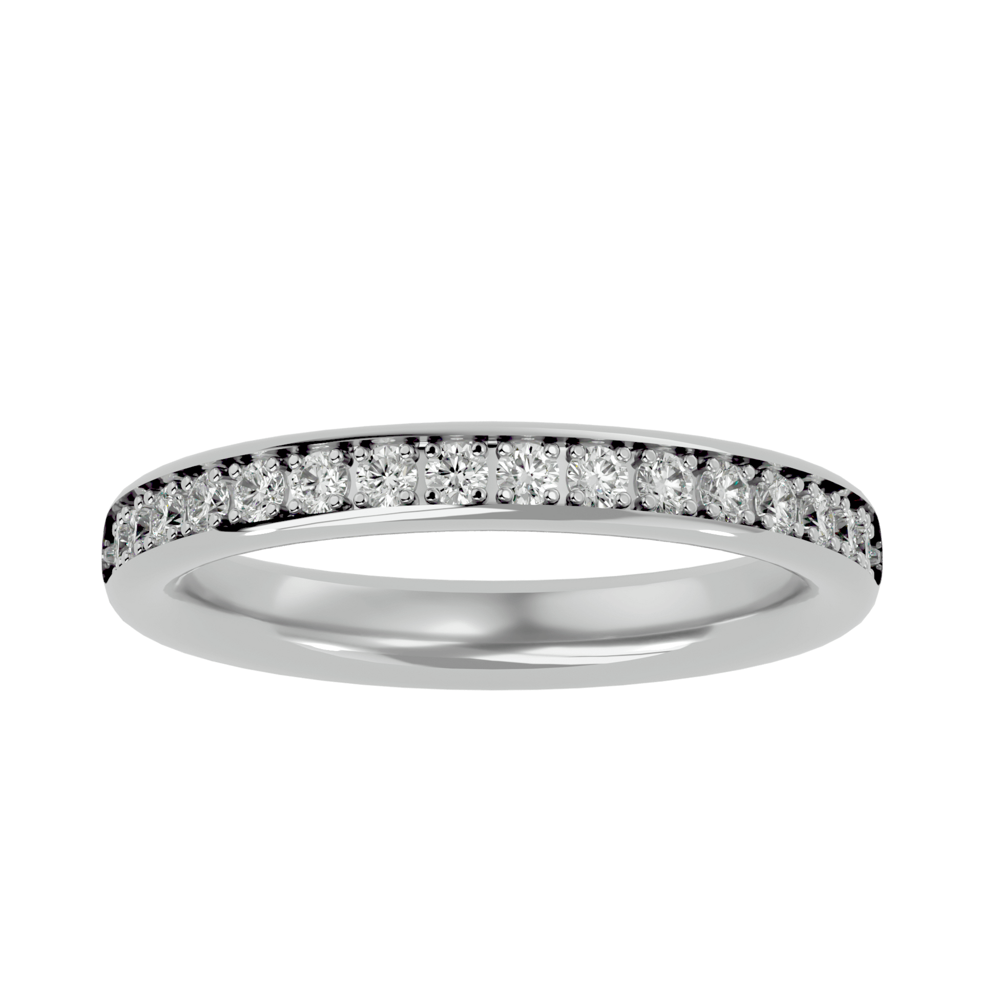 Amaya– The Channel-Set Shared Prong Eternity Band — women's diamond wedding ring — channel set, shared prong — lab grown diamond and natural diamond — 18k white gold and platinum — Carat House
