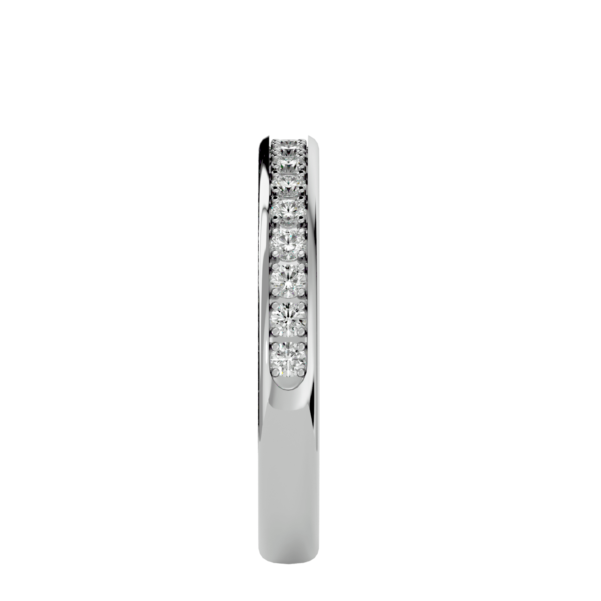Amaya channel-set shared prong eternity band by Carat House Dubai featuring sparkling gemstones and elegant gold band design.