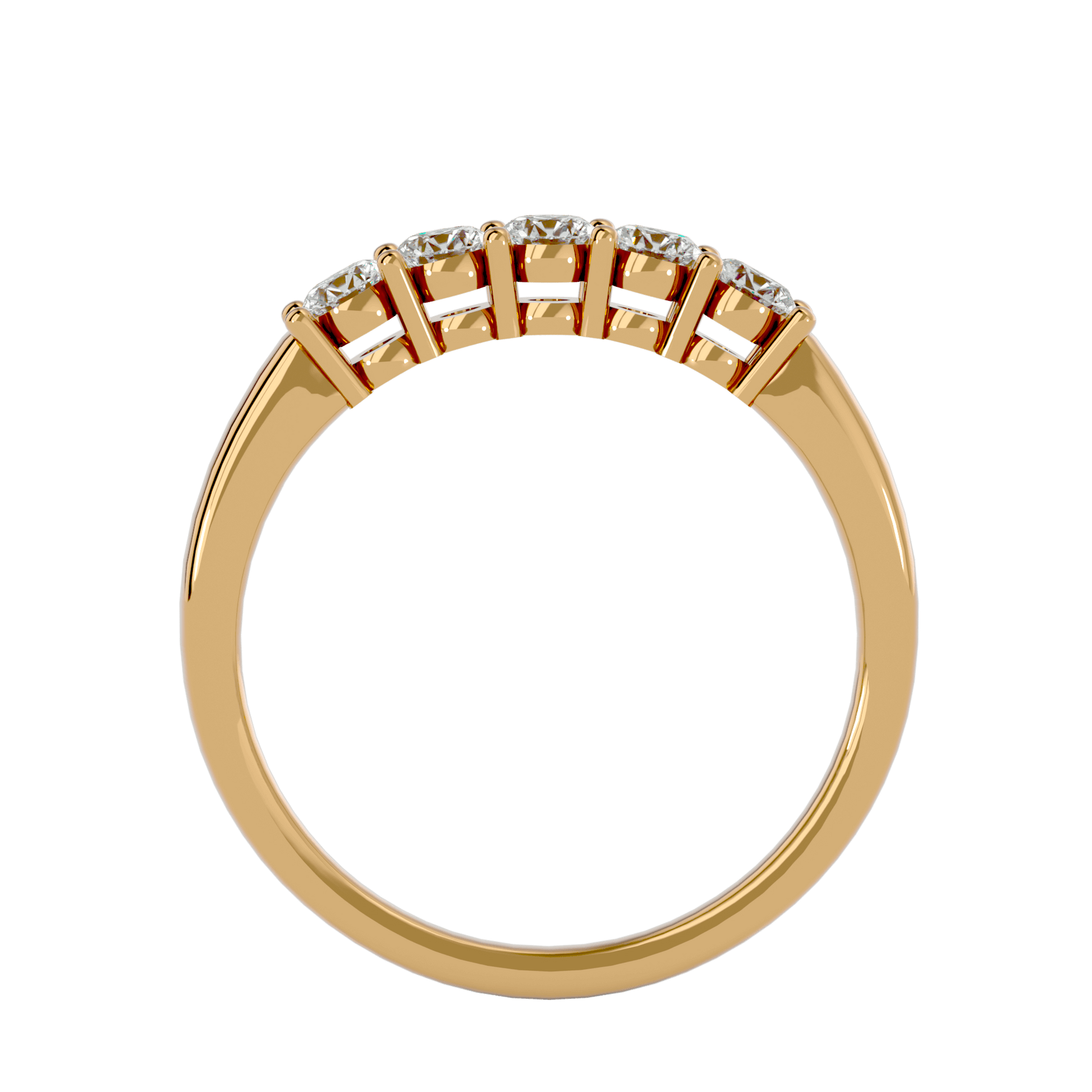 Five-stone basket set band by Carat House Dubai showcasing a elegant jewelry piece with five sparkling stones on a delicate band.