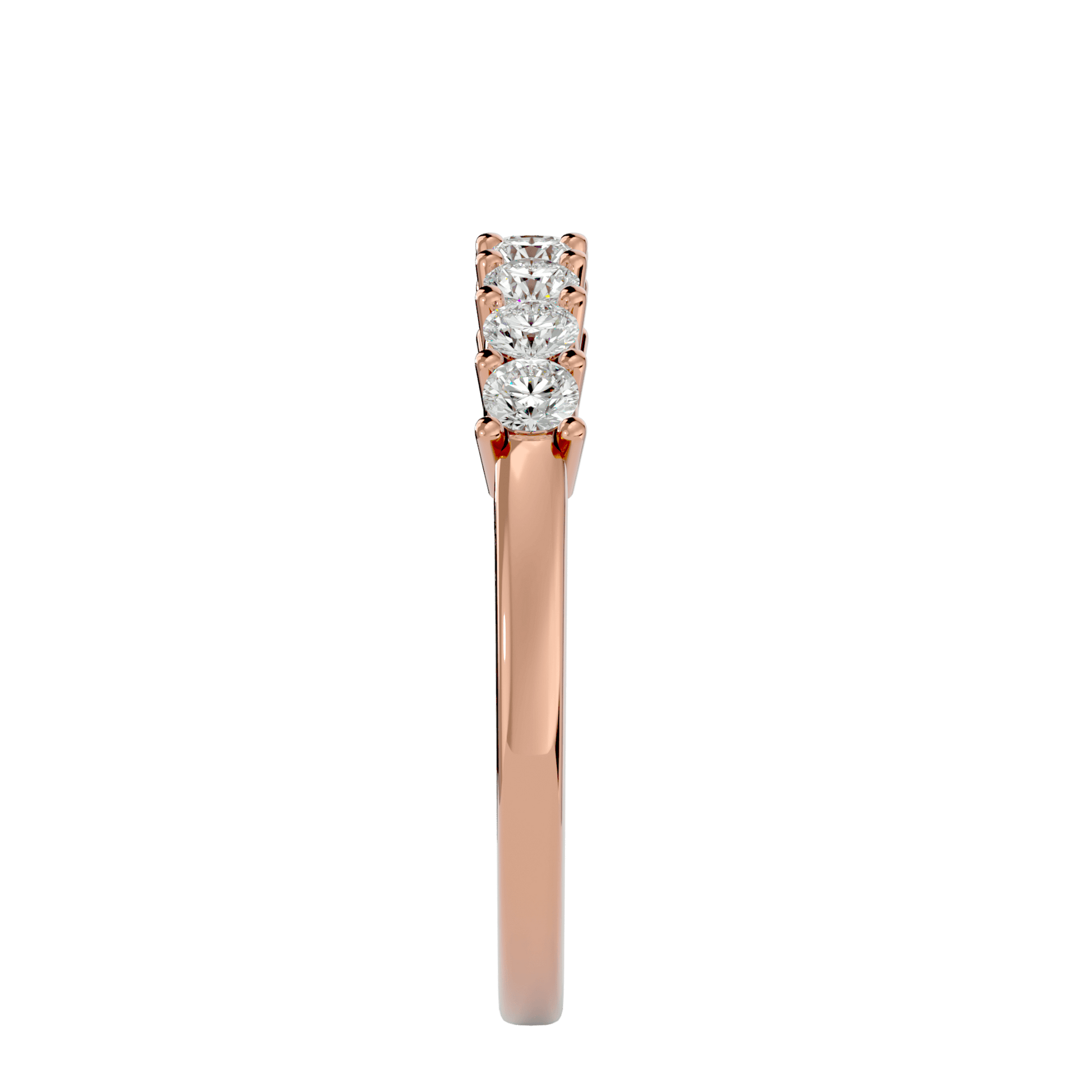 Fawn Seven-Stone Basket Set Diamond Band by Carat House Dubai, showcasing a delicate gold ring with seven sparkling diamonds.