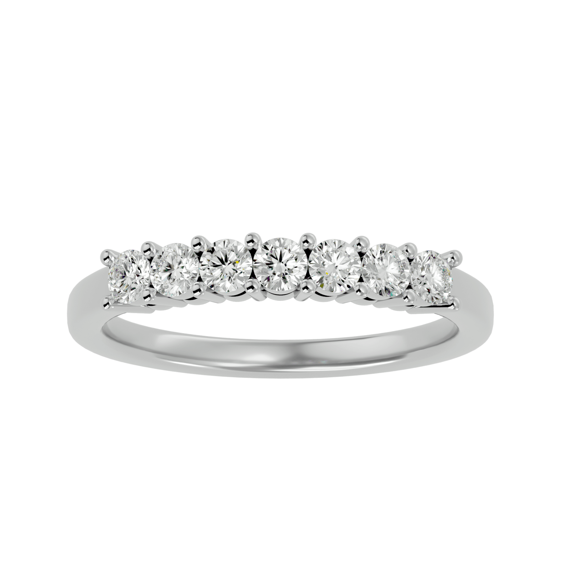 Fawn – Seven-Stone Basket Set Diamond Band — women's diamond wedding ring — lab grown diamond and natural diamond — 18k white gold and platinum — Carat House