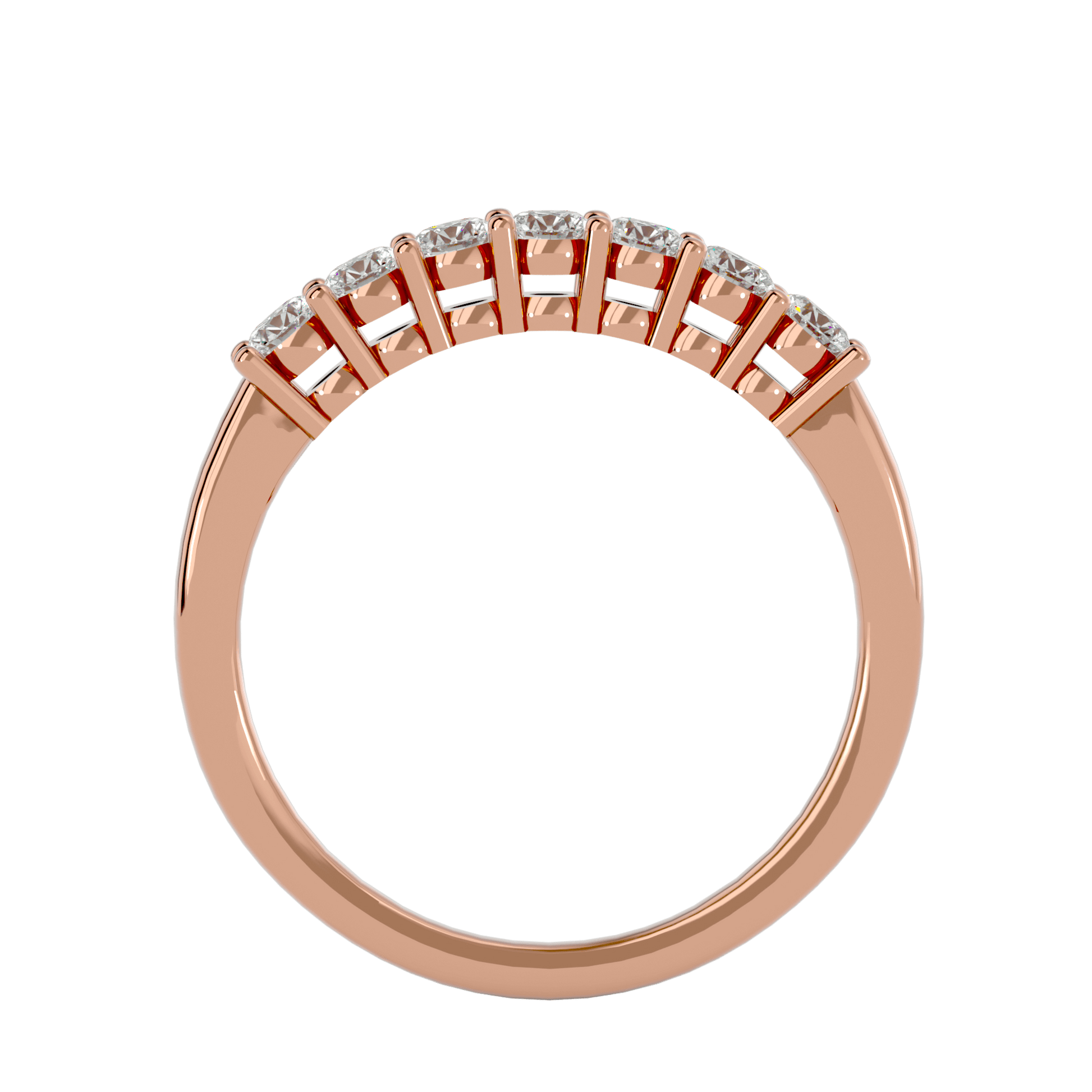 Fawn Seven-Stone Basket Set Diamond Band by Carat House Dubai, showcasing a gold ring with seven sparkling diamonds in a basket setting.