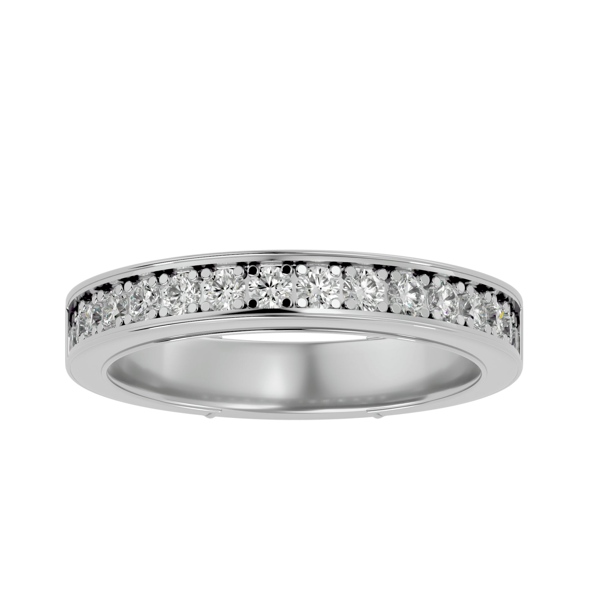 Haven– The Channel-Set Shared Prong Eternity Band — women's diamond wedding ring — channel set, shared prong — lab grown diamond and natural diamond — 18k white gold and platinum — Carat House