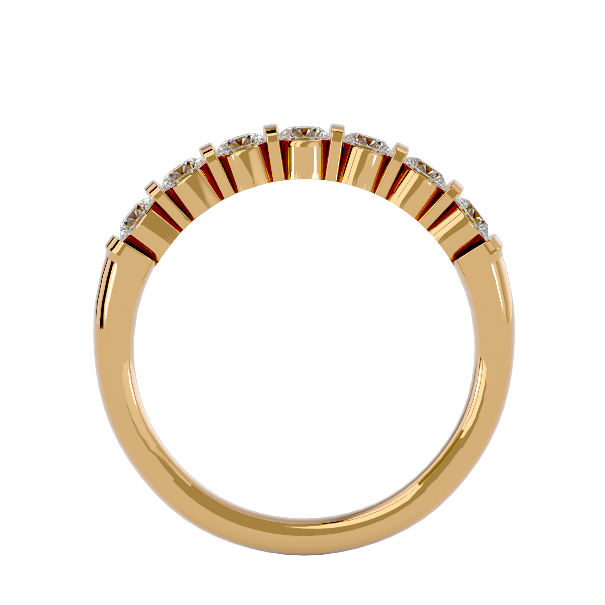Kiera seven-stone diamond band by Carat House Dubai showing a sleek gold ring with seven sparkling diamonds.