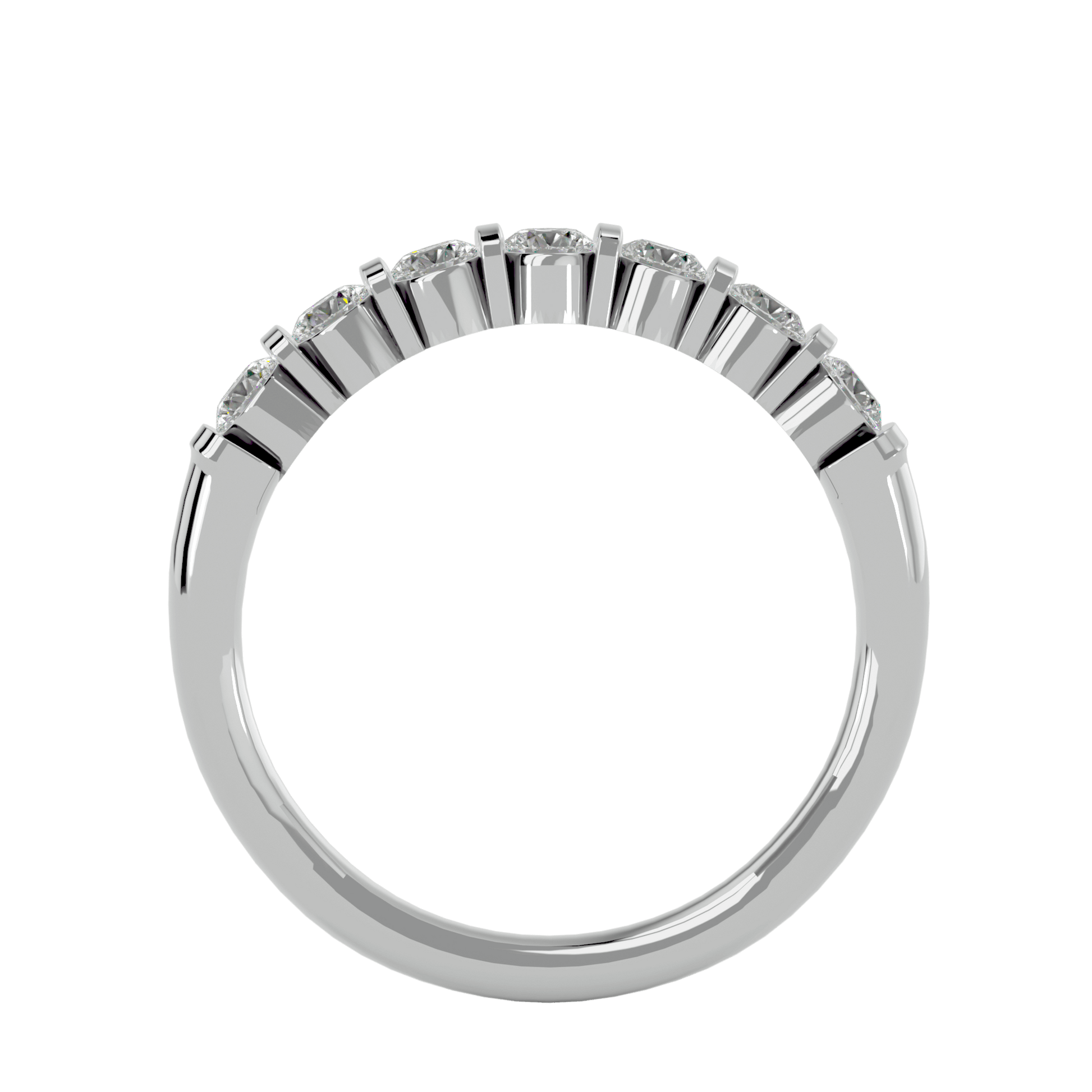 Kiera seven-stone diamond band by Carat House Dubai, close-up of elegant gold ring featuring seven sparkling diamonds.