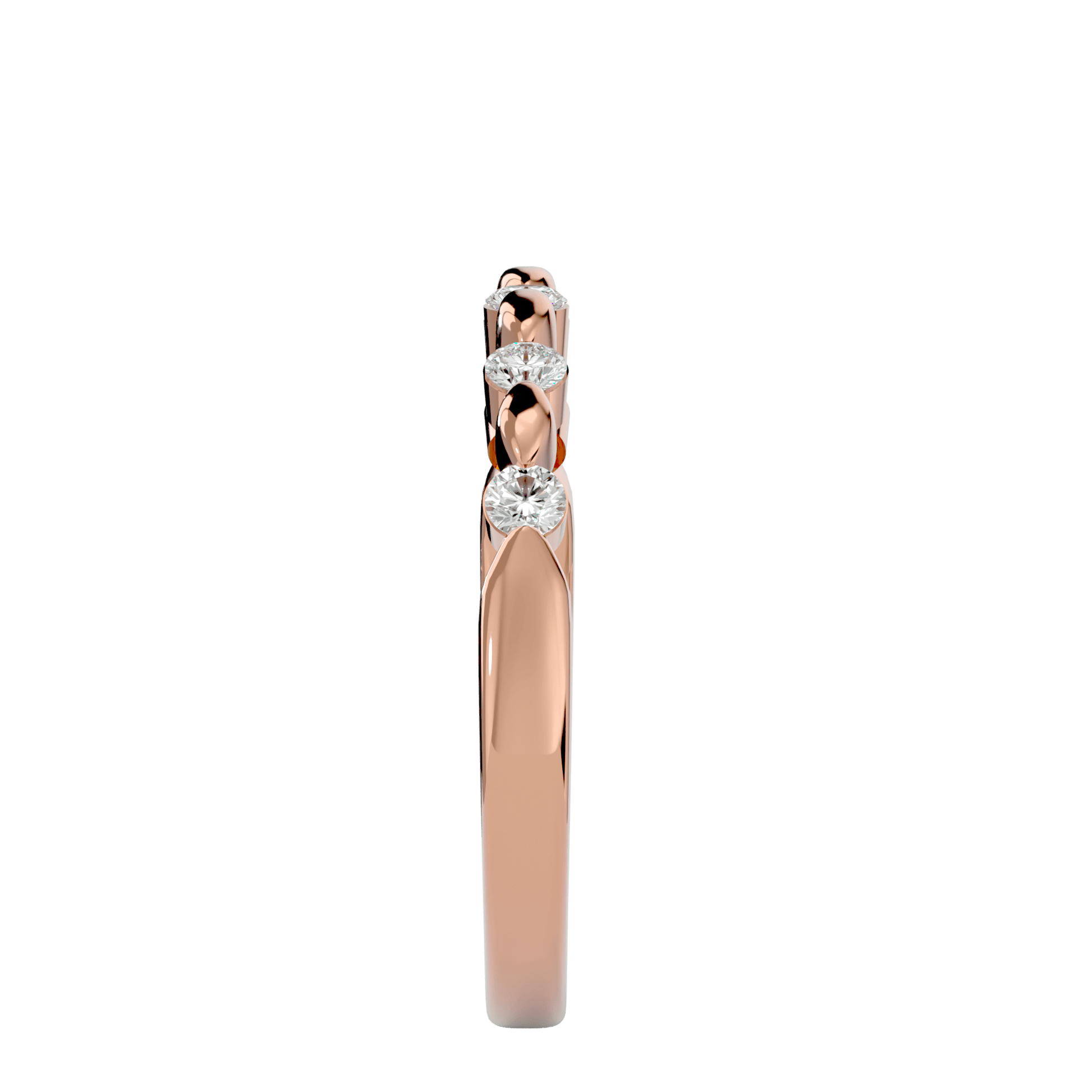 Diamond beaded band with shared prongs from Carat House Dubai's Mara collection, featuring sparkling diamond accents in a sleek design.