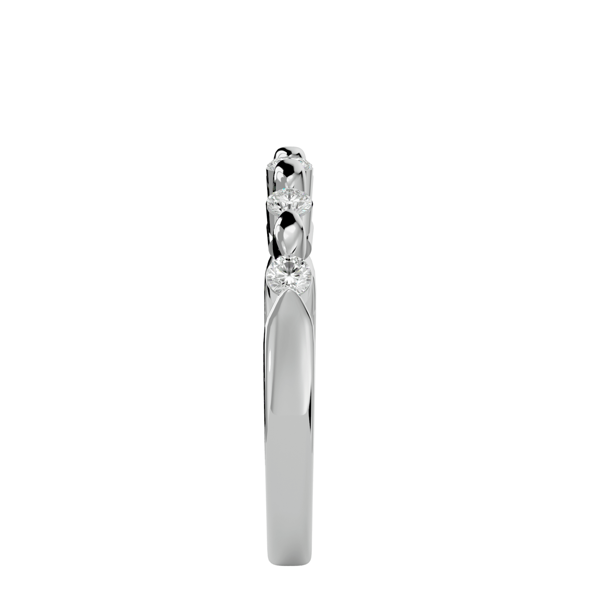 Beaded diamond band by Carat House Dubai featuring shared prong setting with sparkling diamonds and intricate design.