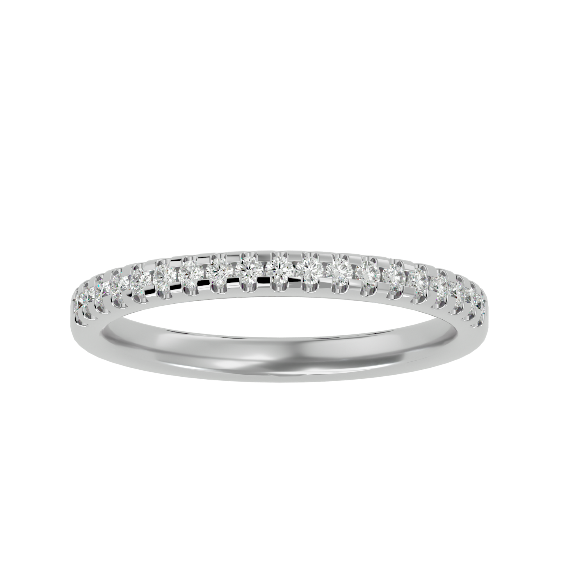 Marlina- The Half Pavé Diamond Band — women's diamond wedding ring — pavé, half eternity — lab grown diamond and natural diamond — 18k white gold and platinum — Carat House