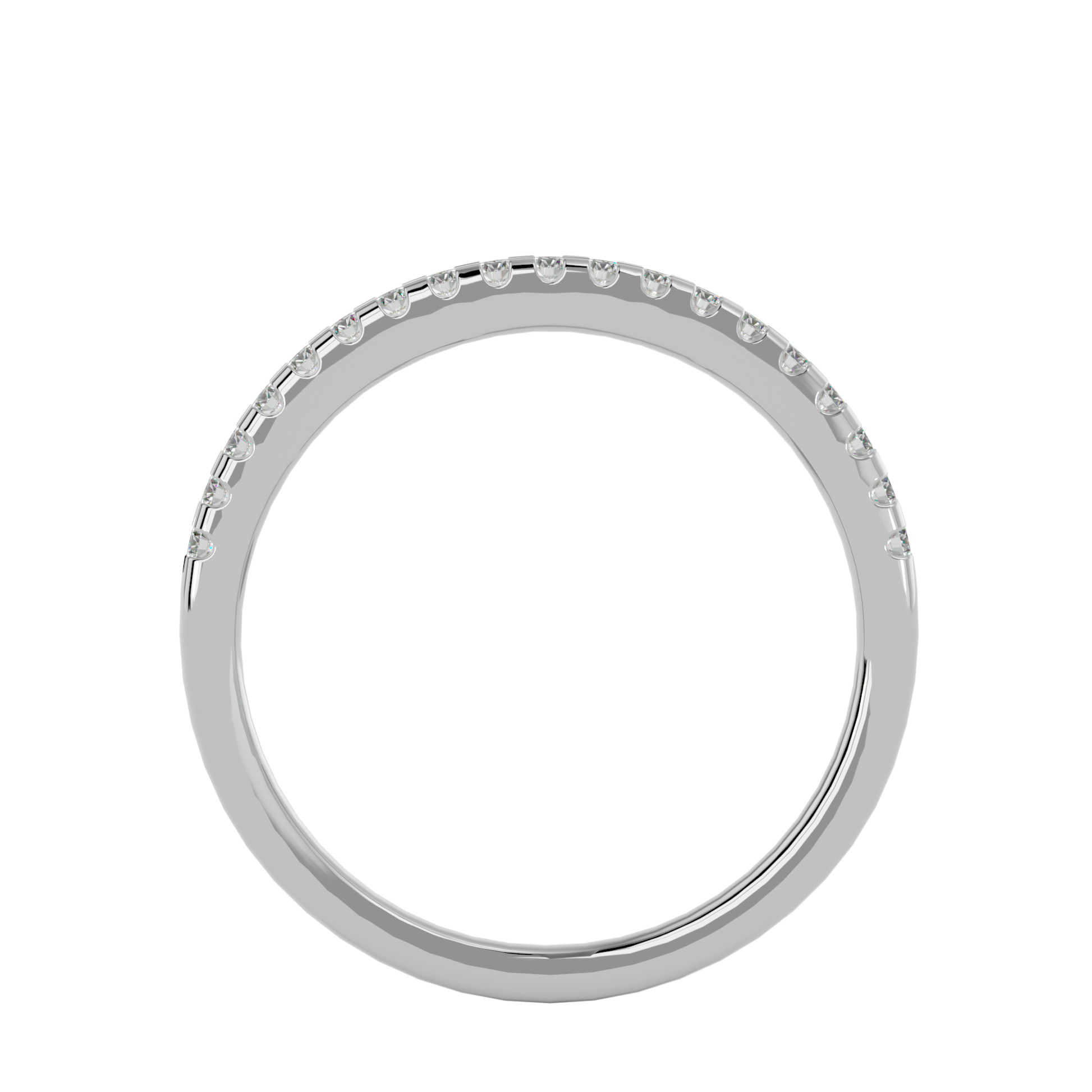 Close-up of Marlina Half Pavé Diamond Band by Carat House Dubai, showcasing sparkling small diamonds on a sleek gold ring.