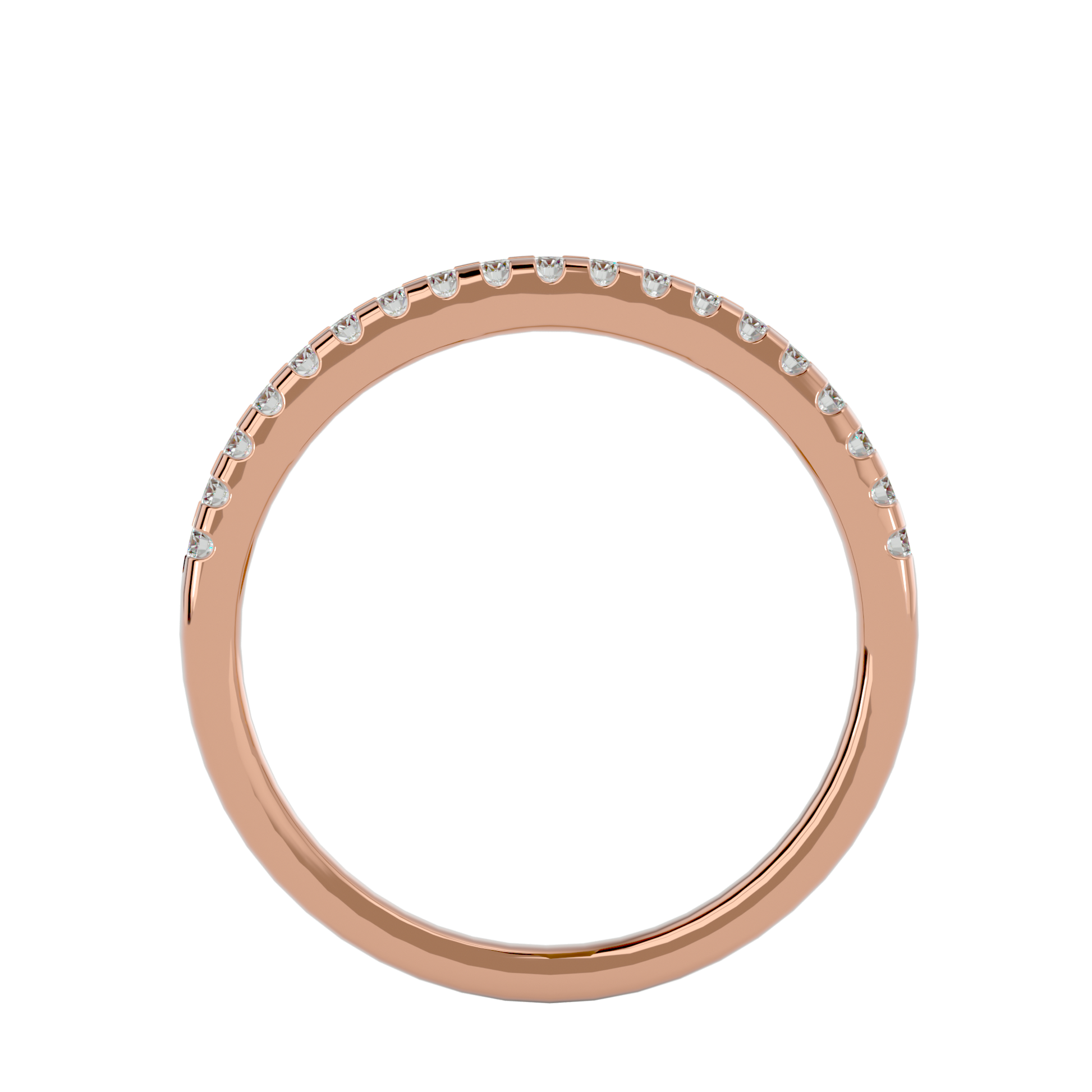 Marlina half pavé diamond band by Carat House Dubai showcasing a delicate gold ring with sparkling pavé-set diamonds.