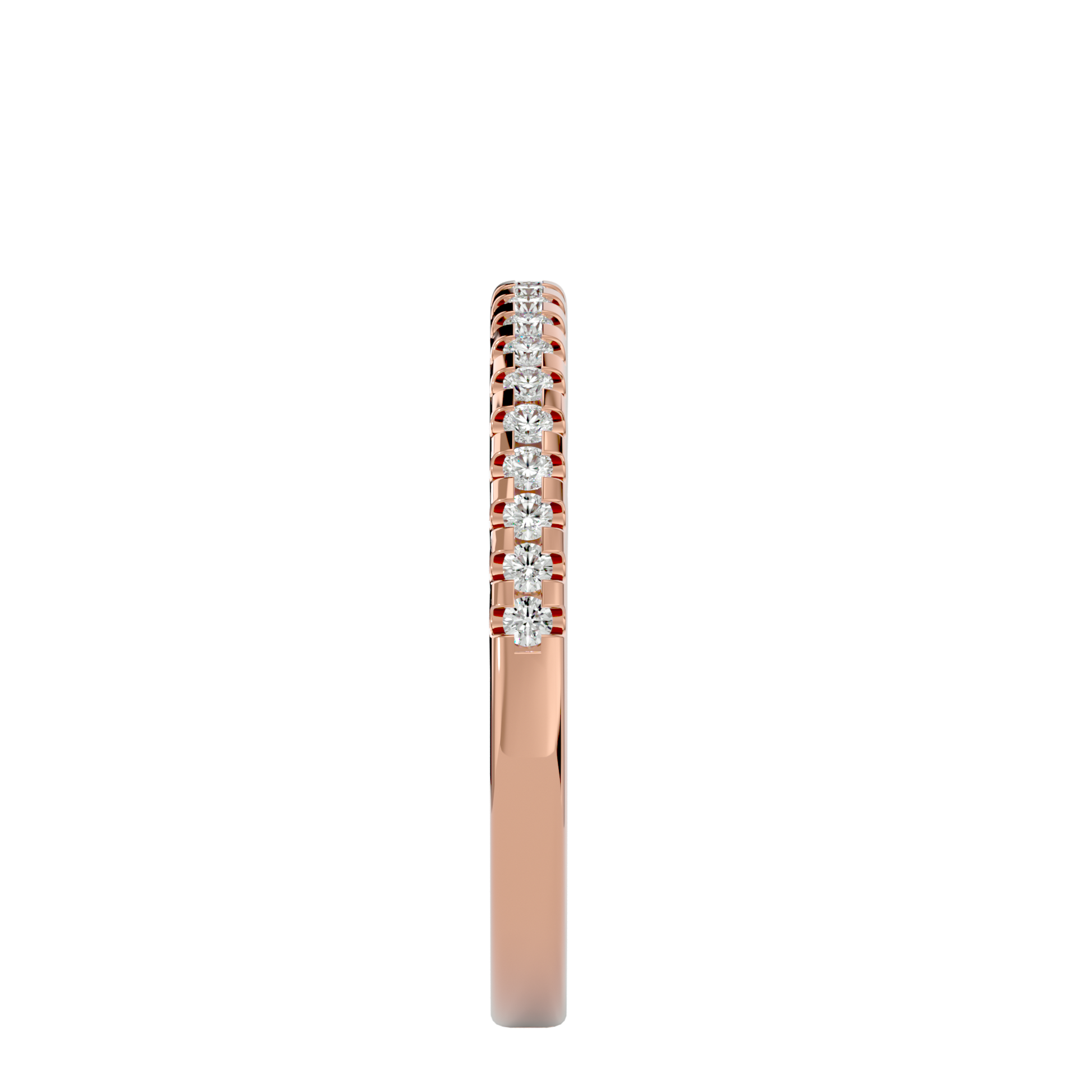 Close-up of Marlina Half Pavé Diamond Band by Carat House Dubai showcasing sparkling pavé diamonds on a sleek gold band.