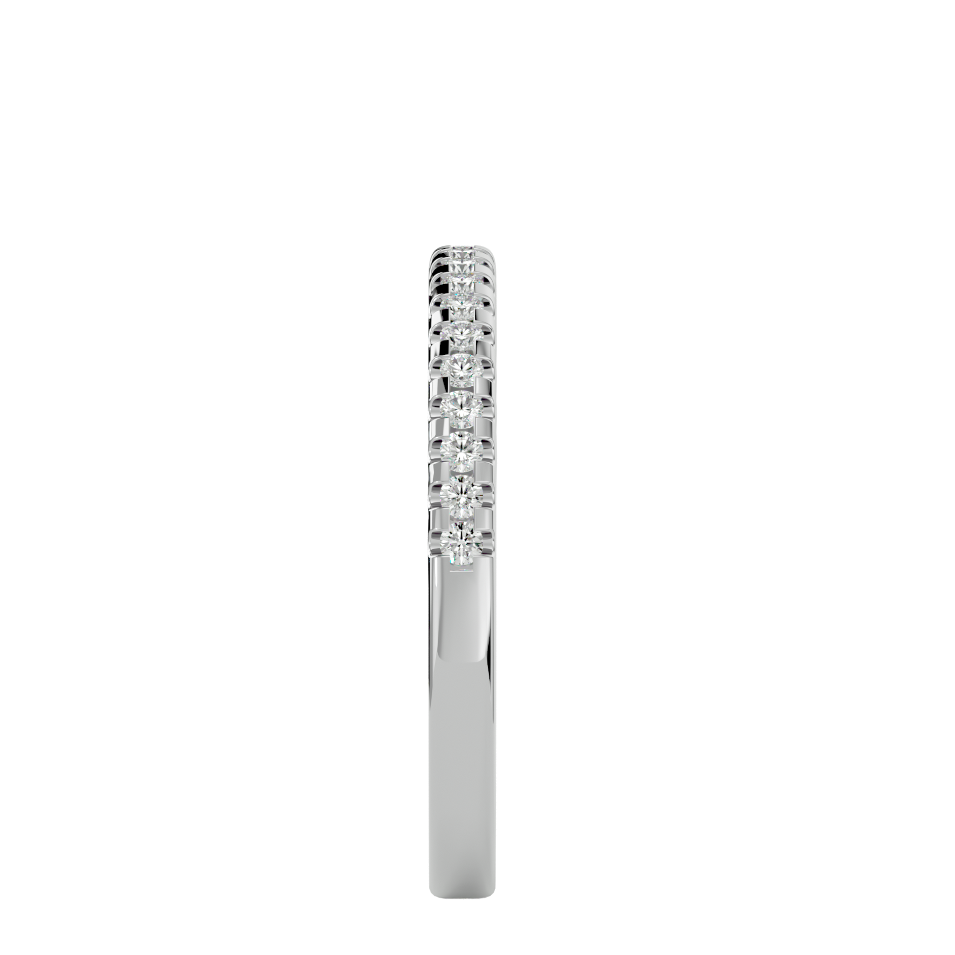 Close-up of Marlina half pavé diamond band by Carat House Dubai showcasing sparkling diamonds and sleek gold band design.