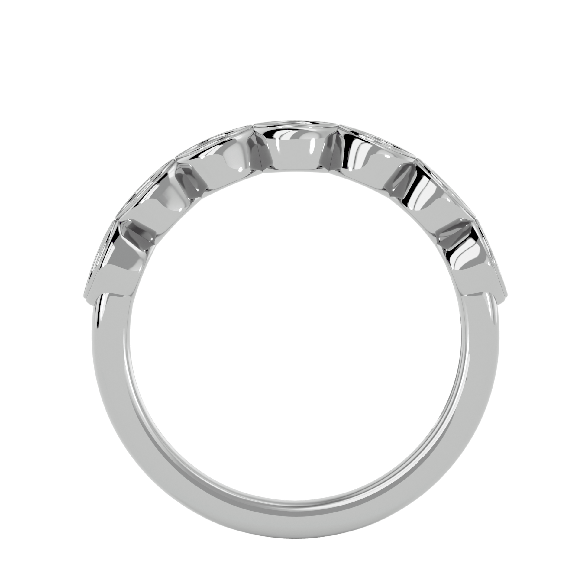 Carat House Dubai Soleil seven-stone bezel-prong diamond band with sparkling diamonds and sleek gold setting.
