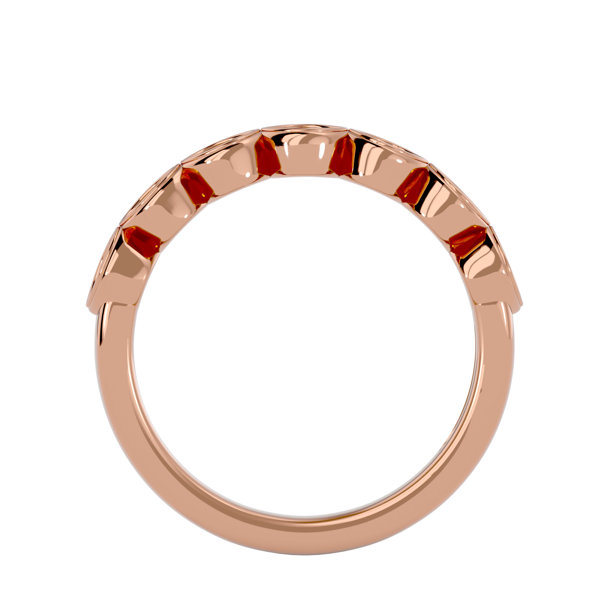Seven-stone bezel-prong diamond band by Carat House Dubai featuring sparkling diamonds set in a sleek gold band.