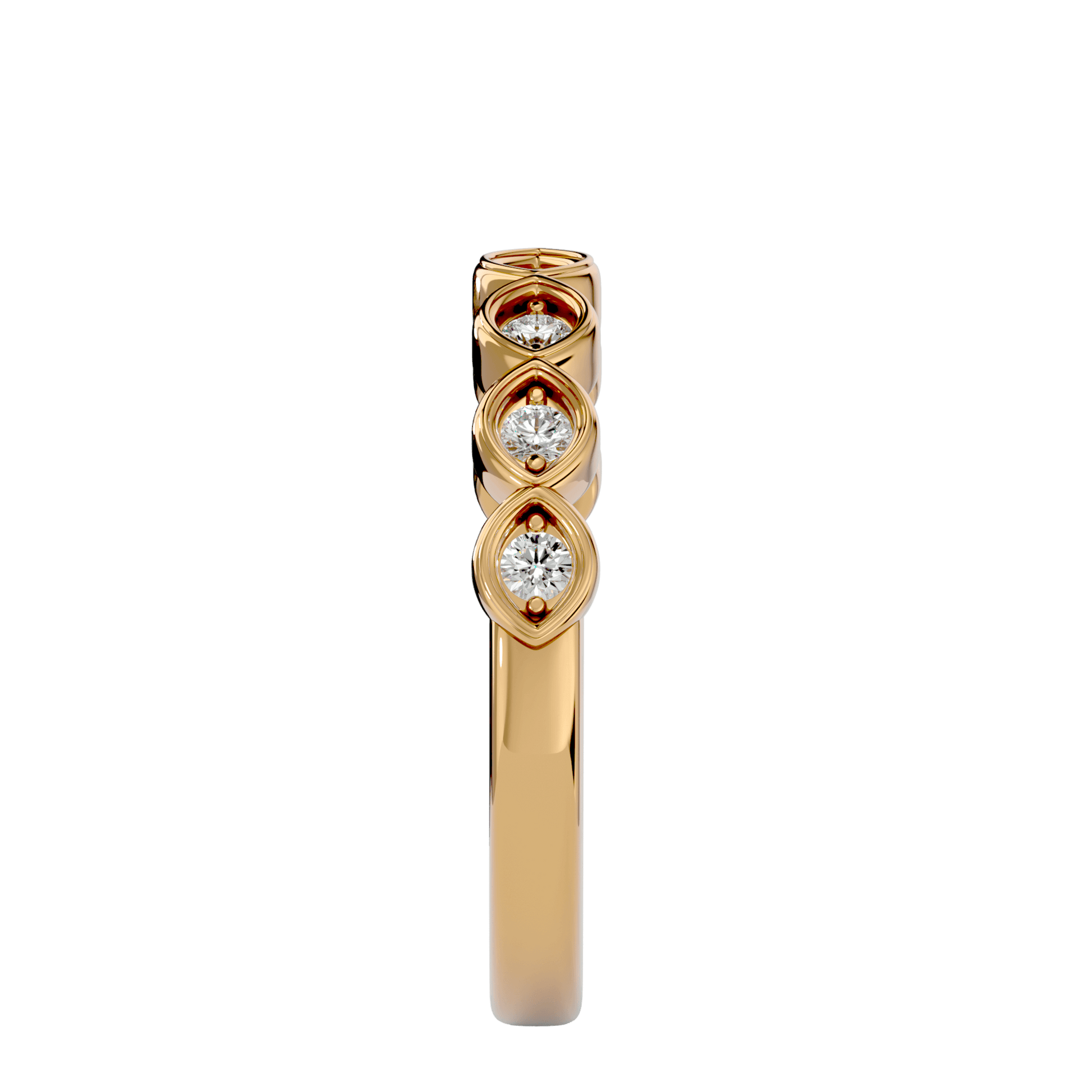 Seven-stone bezel-prong diamond band by Carat House Dubai featuring sparkling diamonds set in a sleek platinum design.