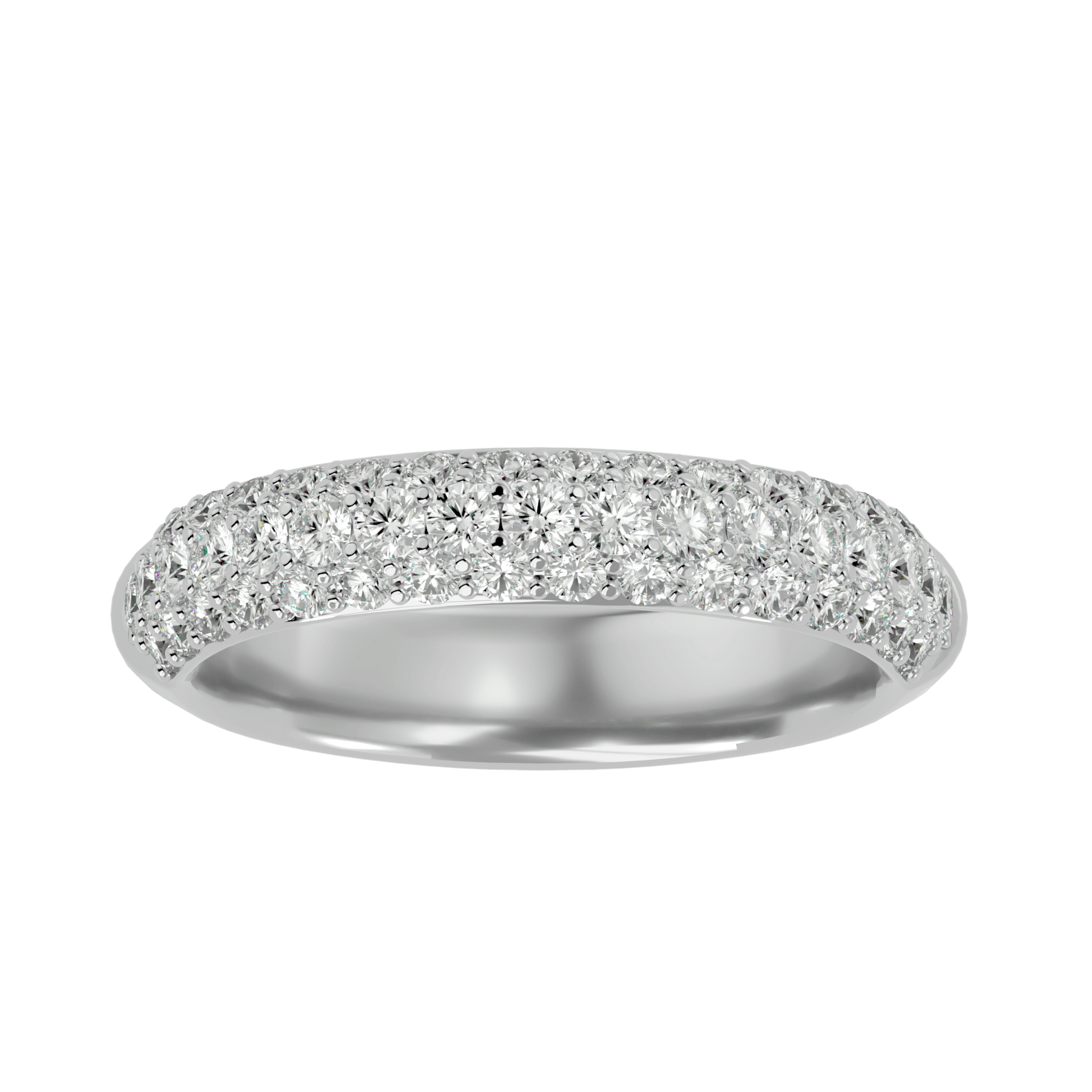 Talia – Half-Eternity Three-Row Pave Diamond Band — women's diamond wedding ring — pave — lab grown diamond and natural diamond — 18k white gold and platinum — Carat House