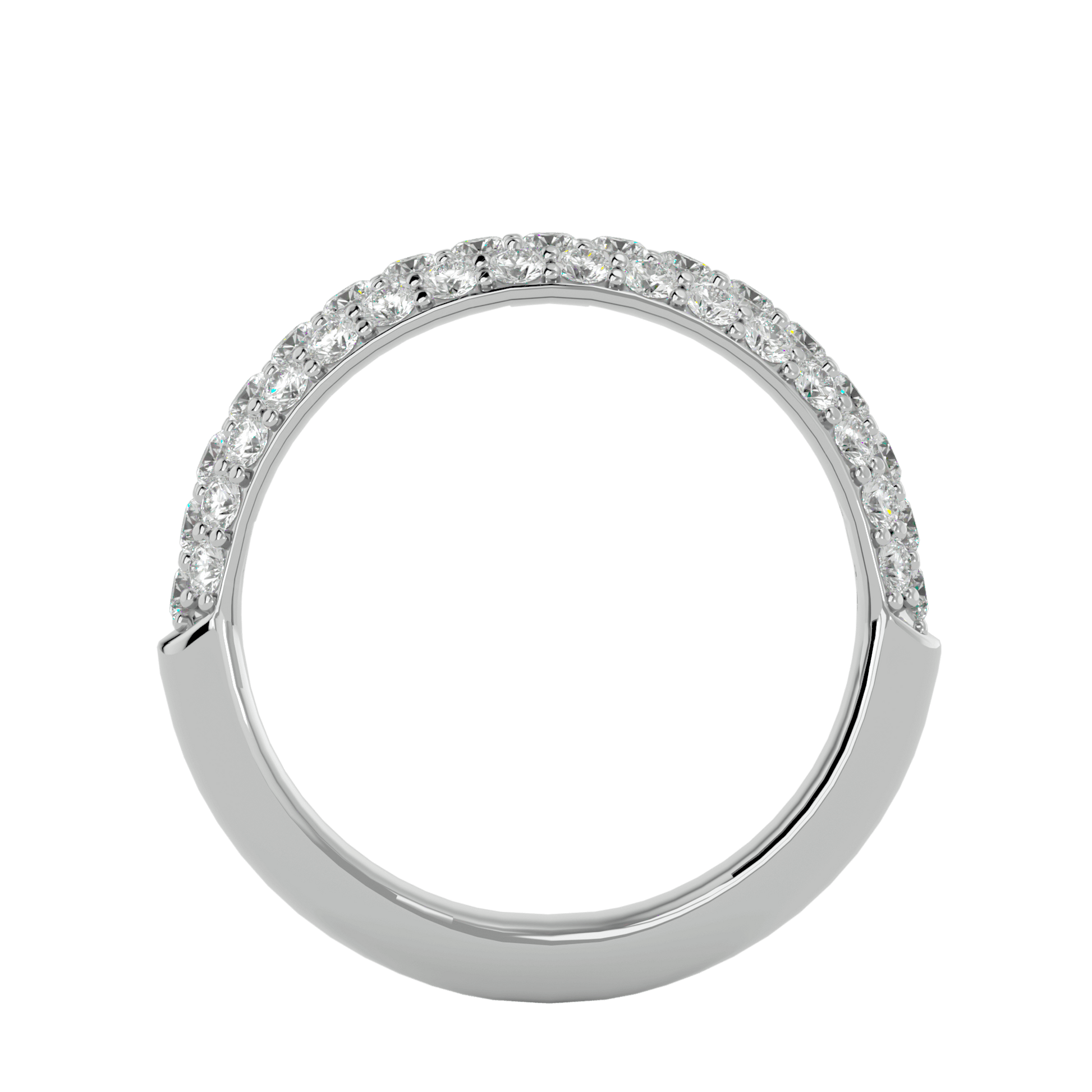 Carat House Dubai Talia Half-Eternity Three-Row Pavé Diamond Band showcasing sparkling diamond detail on platinum band