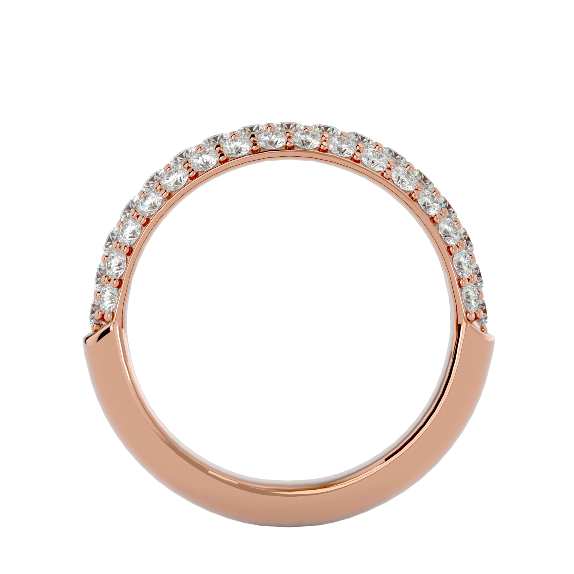Carat House Dubai Talia half-eternity three-row pavé diamond band with sparkling diamonds and a sleek gold setting.