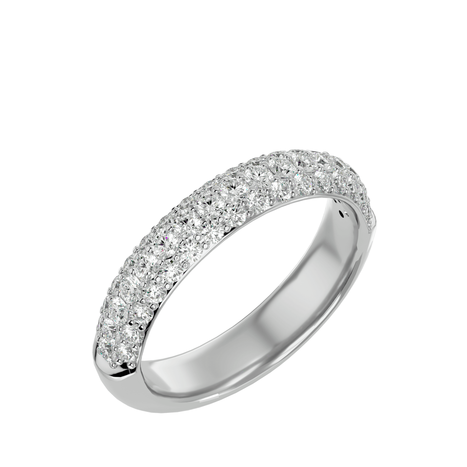 Carat House Dubai Talia half-eternity three-row pavé diamond band showcasing sparkling diamond rows on a sleek gold band