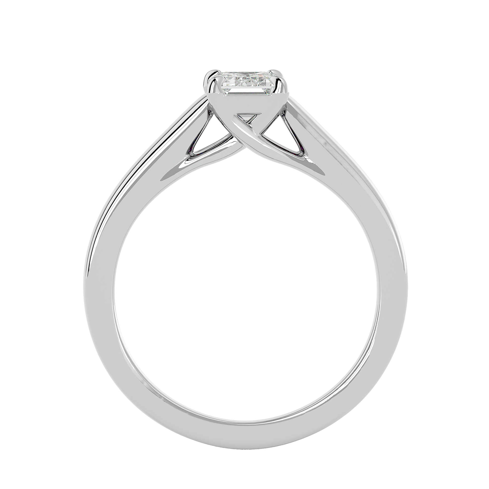 Amelia — Emerald cut lab grown and natural diamond engagement ring — trellis cathedral, solitaire — Carat House