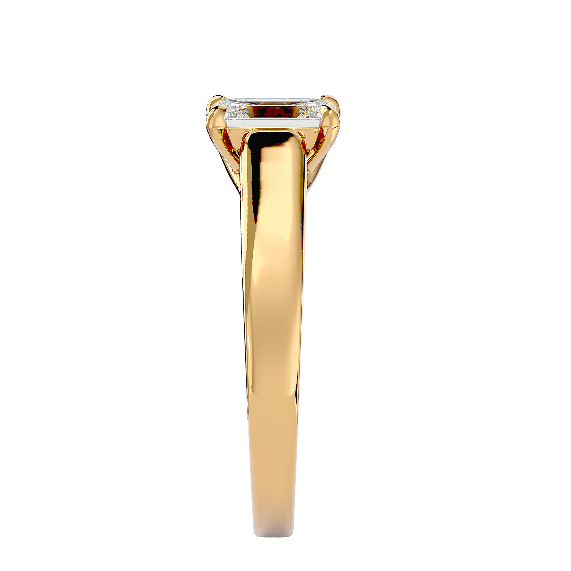 Amelia — Emerald cut lab grown and natural diamond engagement ring — trellis cathedral, solitaire — Carat House