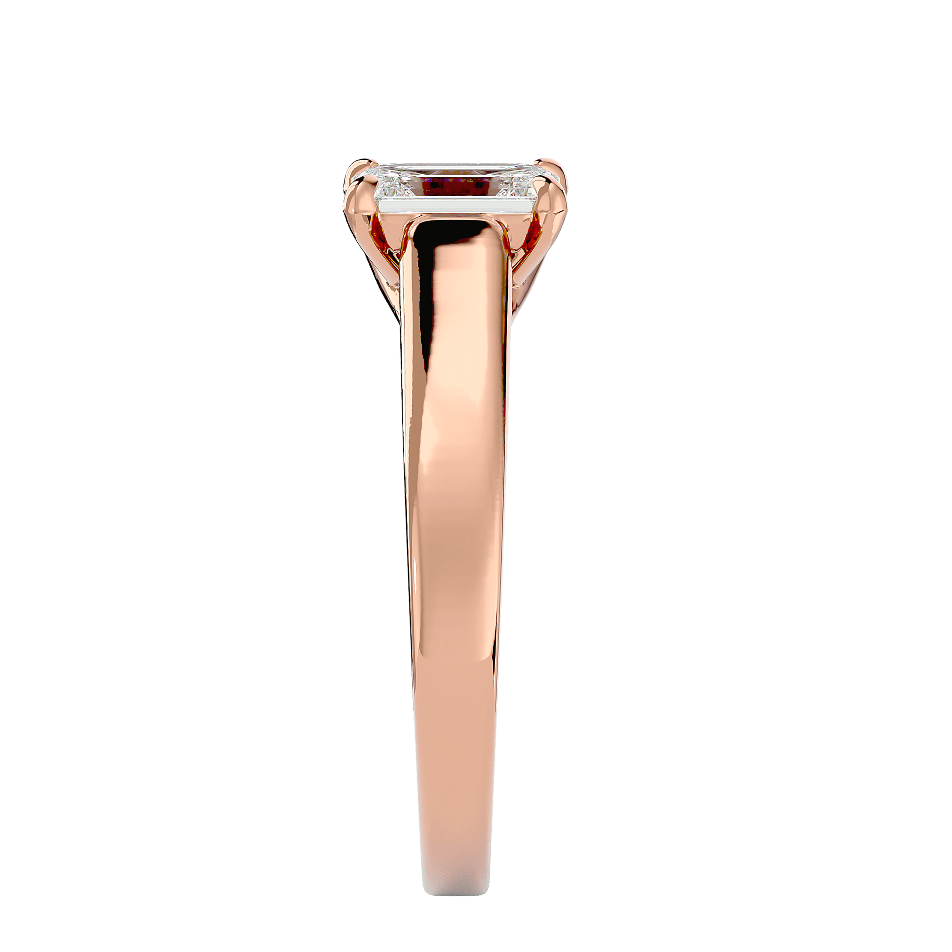 Amelia — Emerald cut lab grown and natural diamond engagement ring — trellis cathedral, solitaire — Carat House
