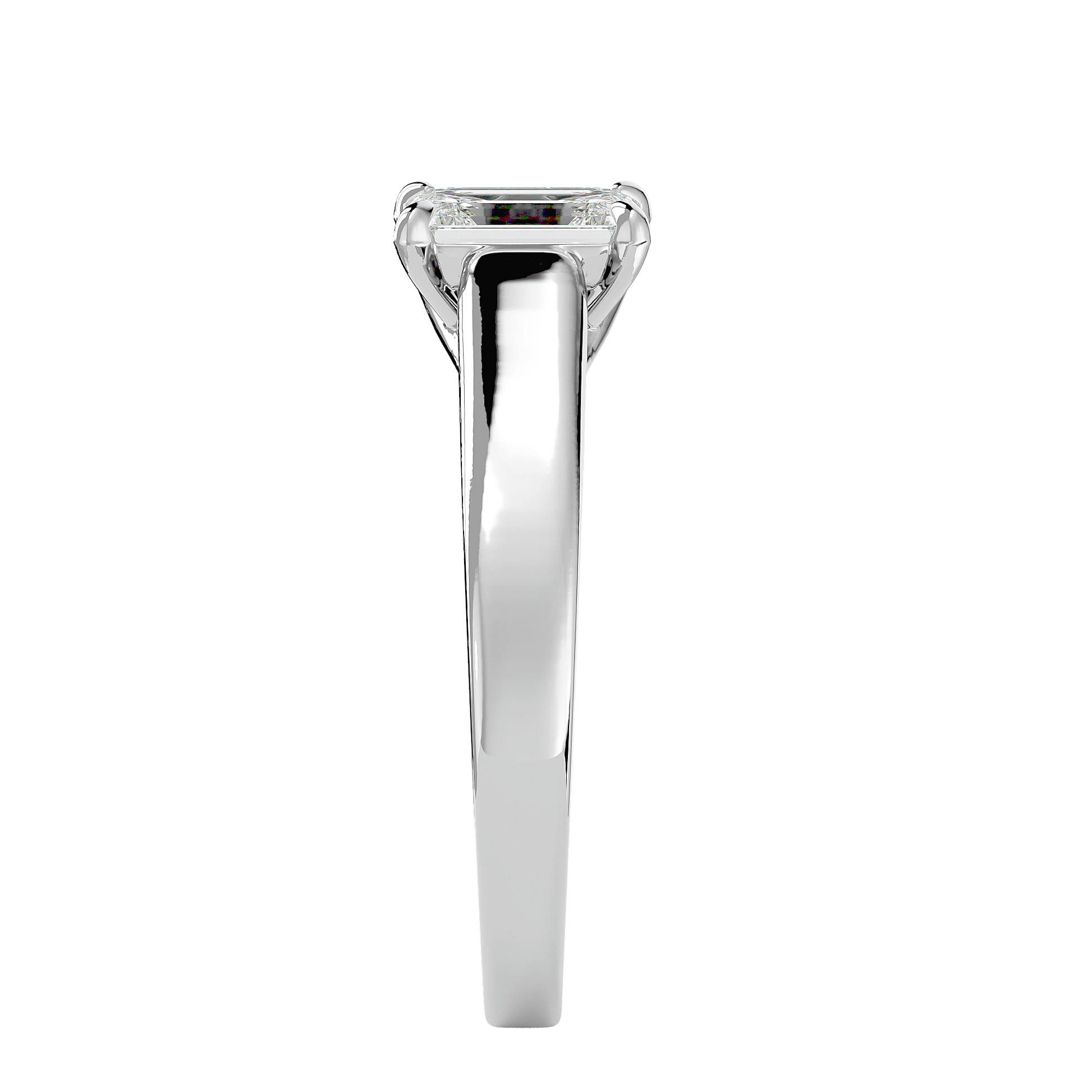 Amelia — Emerald cut lab grown and natural diamond engagement ring — trellis cathedral, solitaire — Carat House